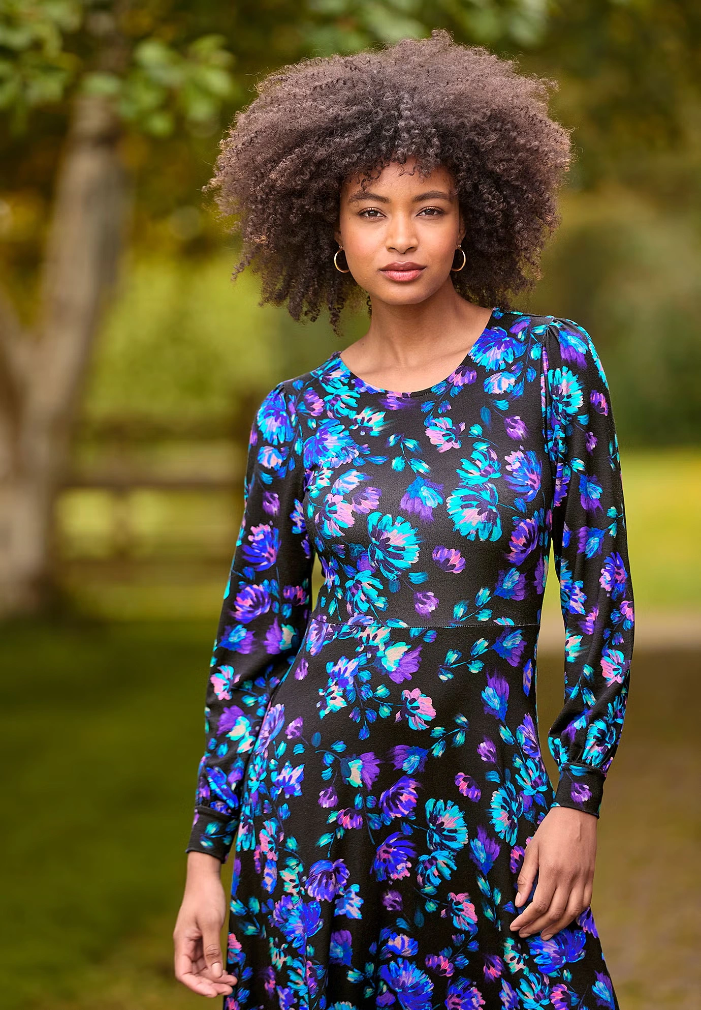 Stretch Knit A-line Midi Dress