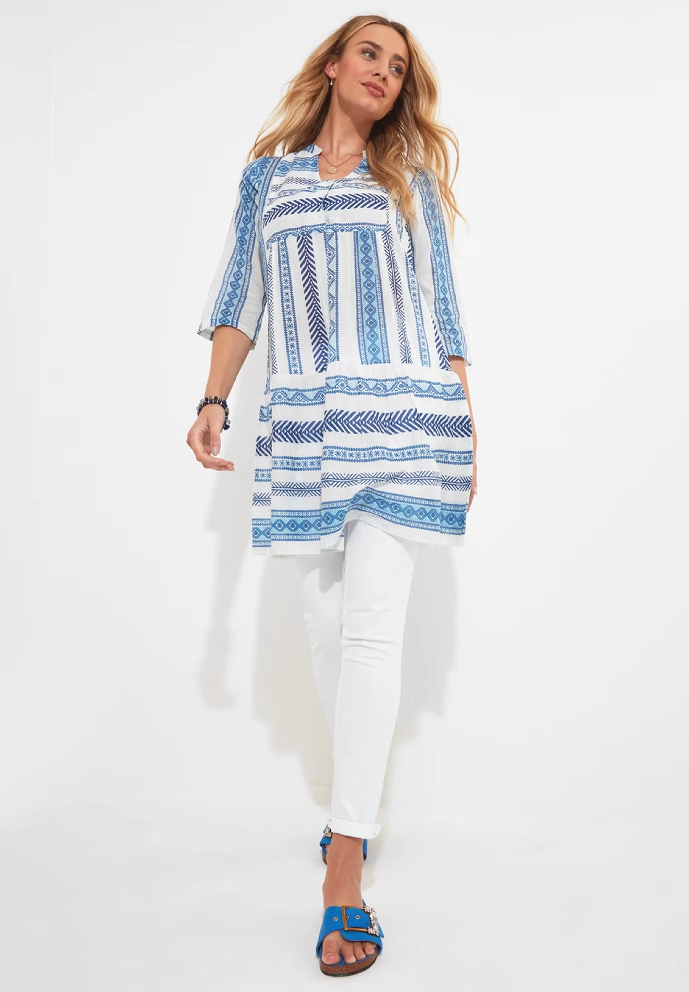 Ruffle Hem Cotton Tunic