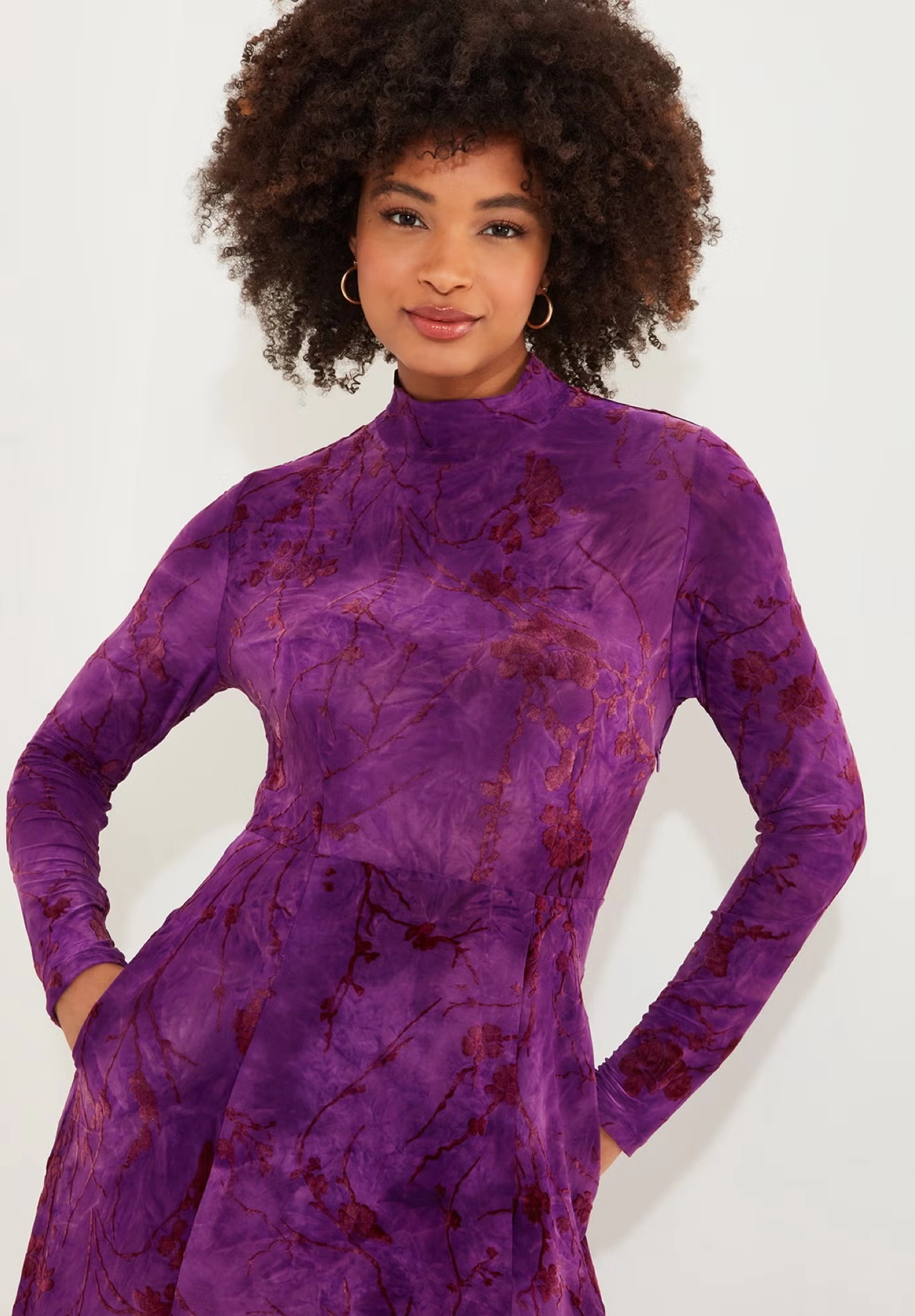 Mockneck Burnout Midi Dress