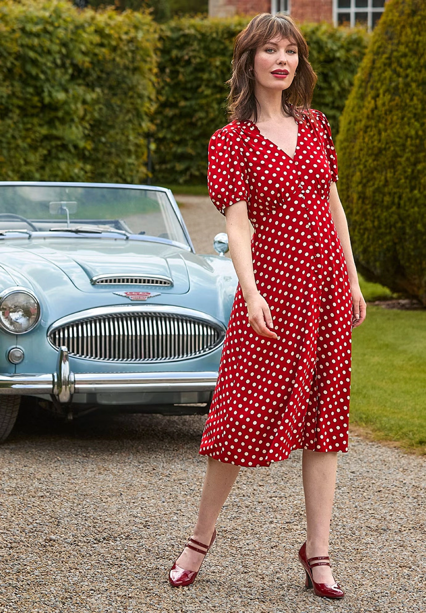 Retro Button-Front Knee-Length Dress 5 Retro Button-Front Knee-Length Dress