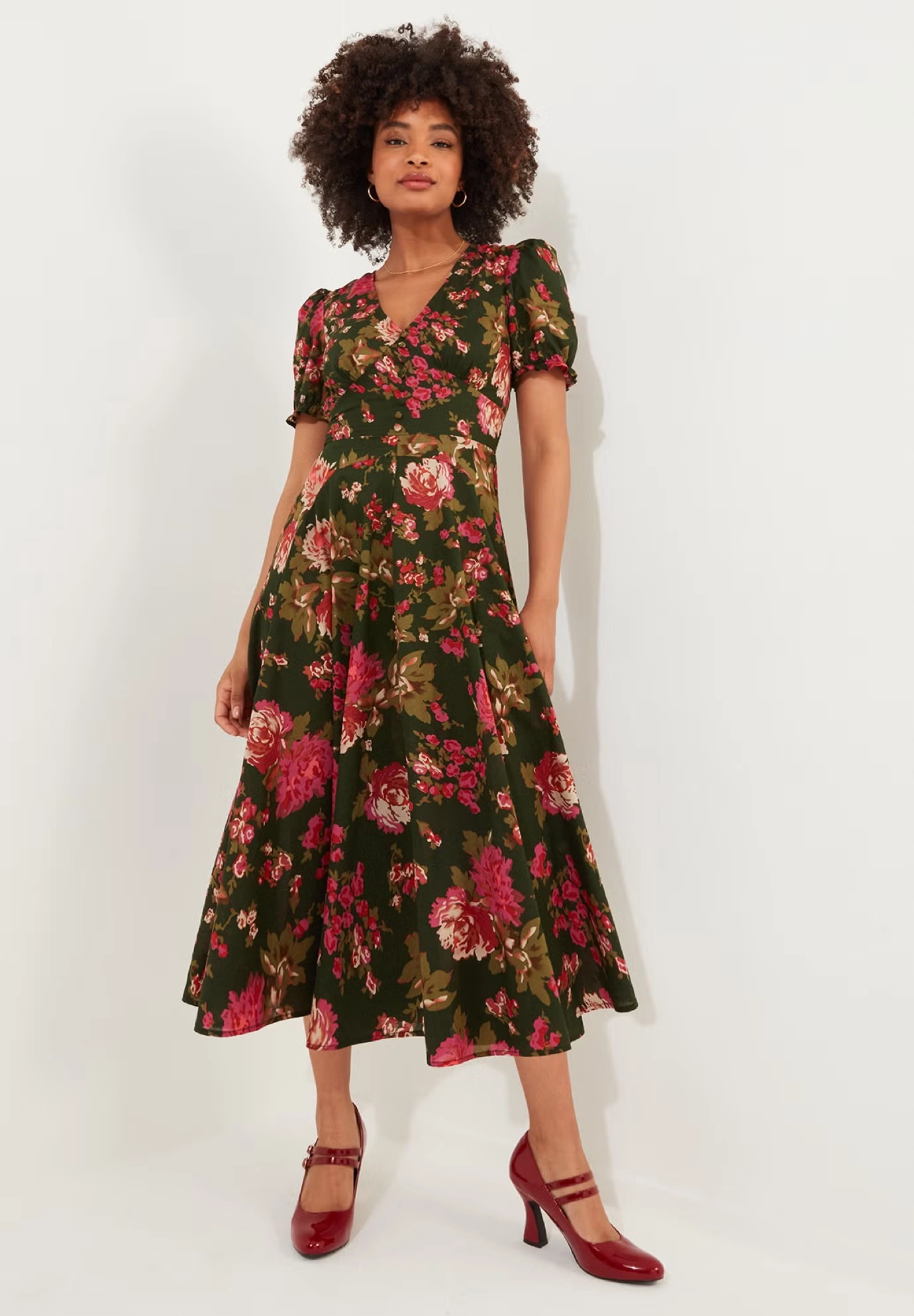 A-Line Button Front Midi Dress 3 A-Line Button Front Midi Dress