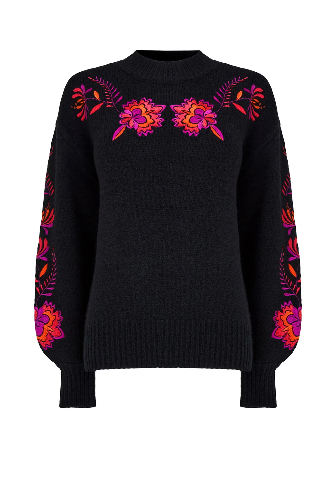 Mockneck Embroidered Sweater