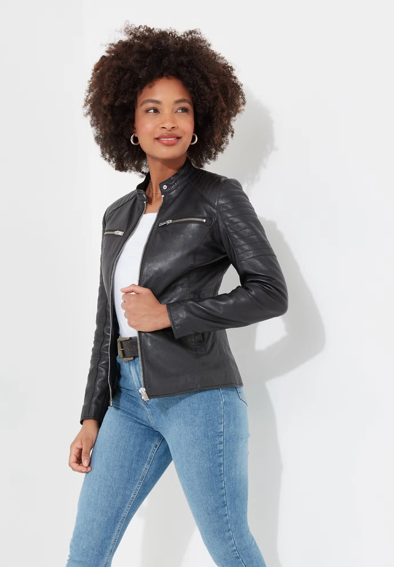 Leather Zip Biker Jacket 4 Leather Zip Biker Jacket