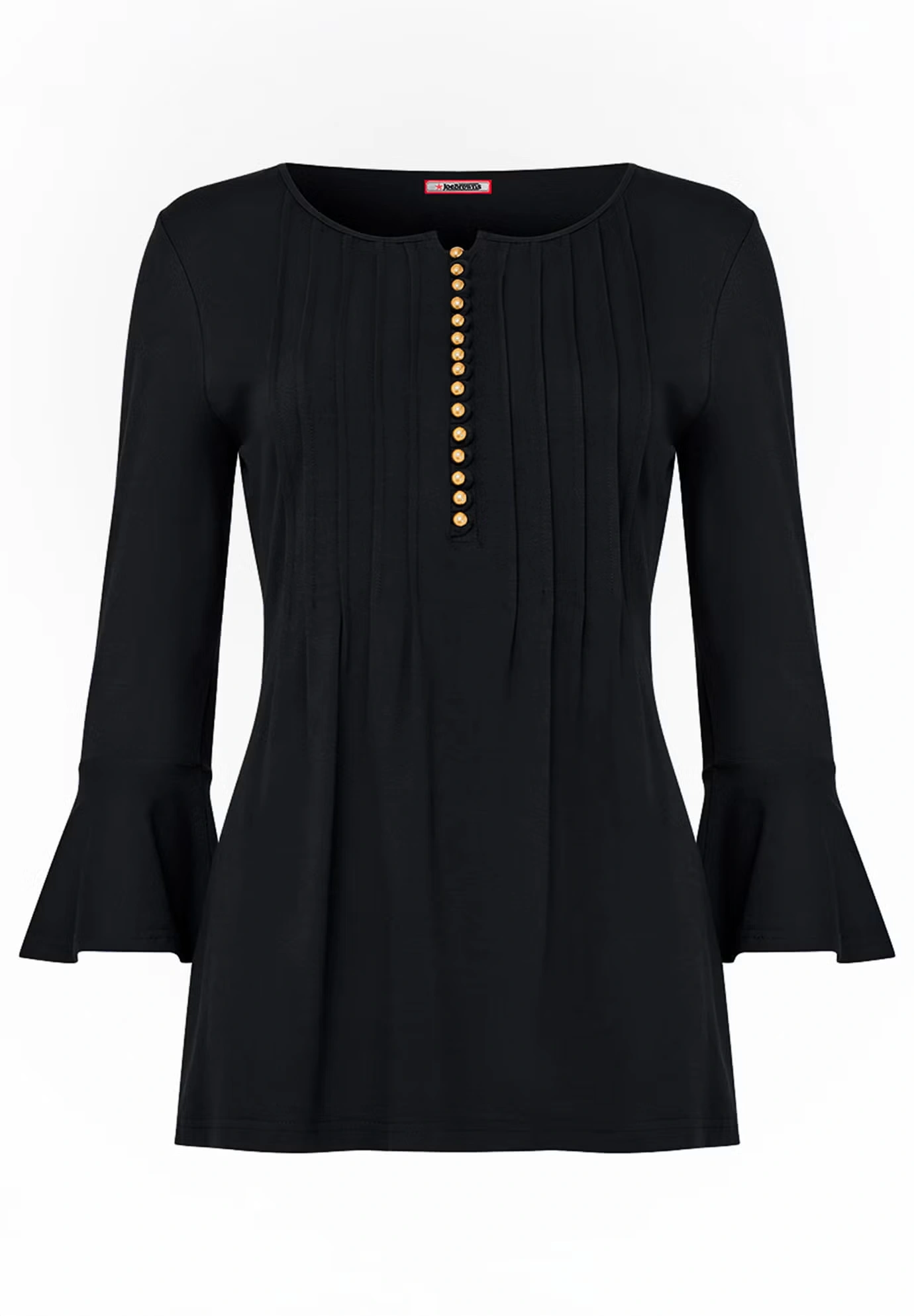 Stretch Cotton Bell Sleeve Henley 3 Stretch Cotton Bell Sleeve Henley