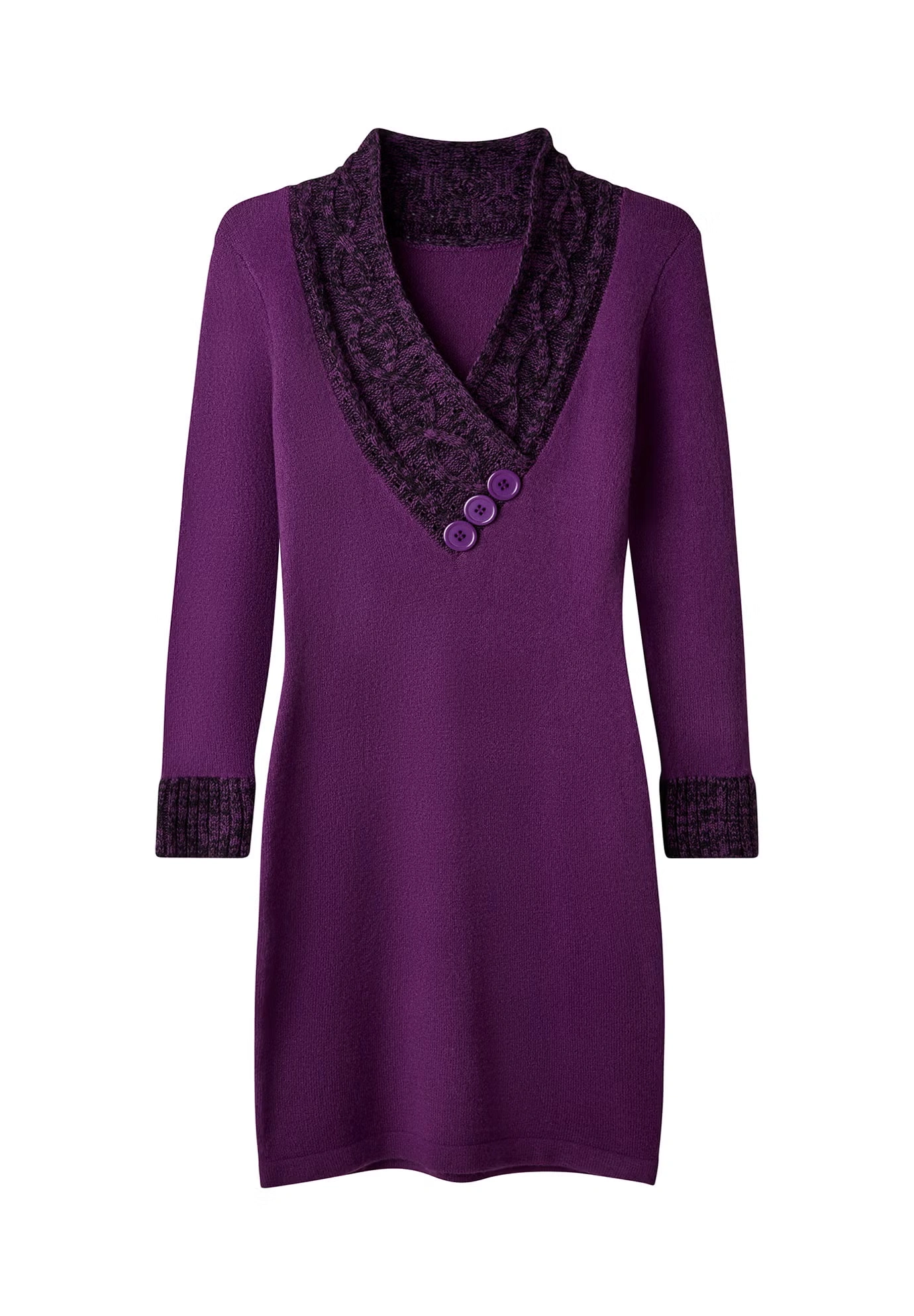 Cable V-Neck Sweater Dress 3 Cable V-Neck Sweater Dress