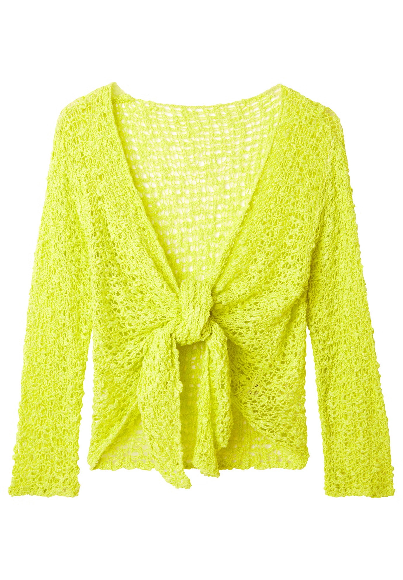 Popcorn Knit Tie Front Shrug