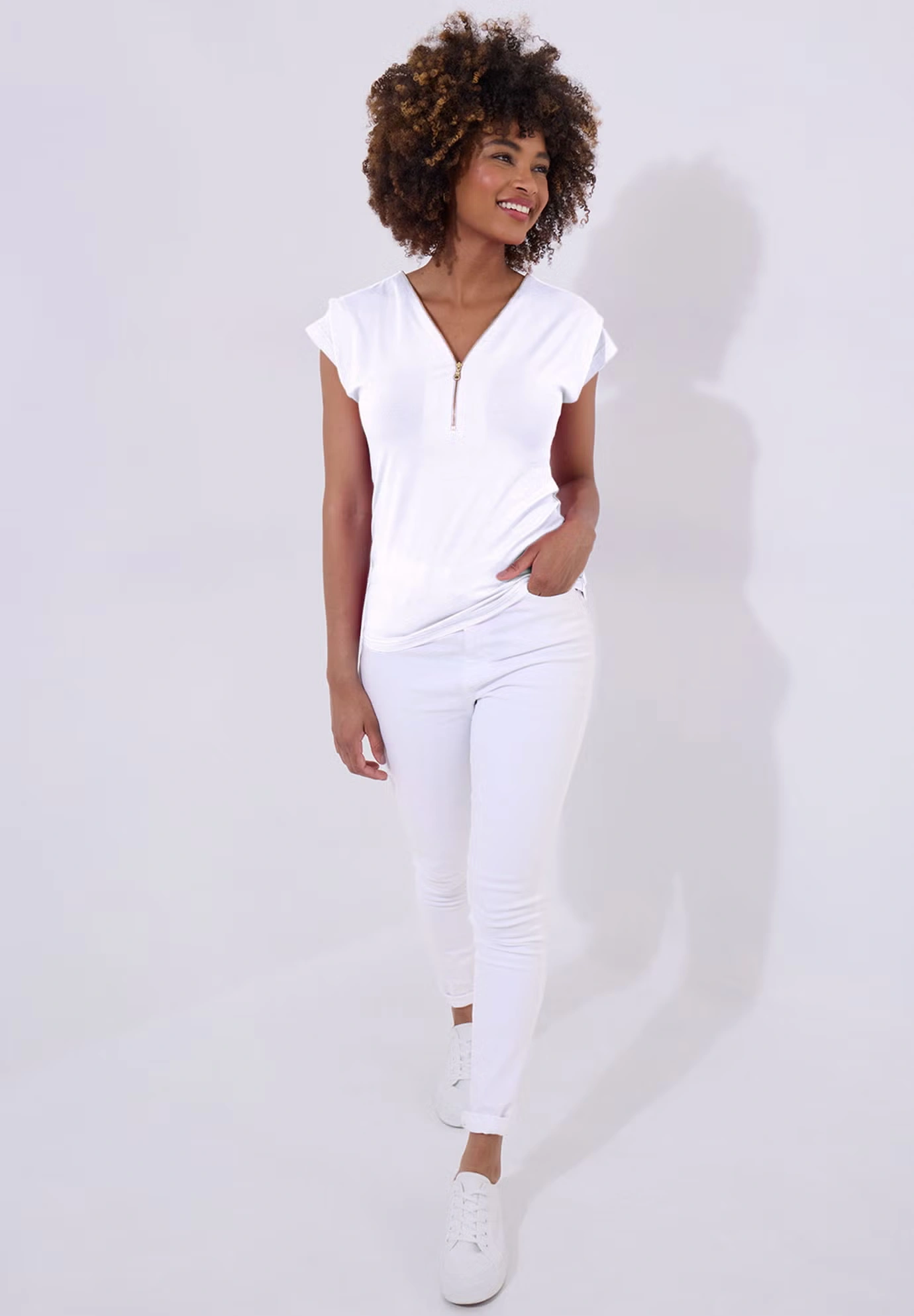 Stretch Knit Half Zip Tee