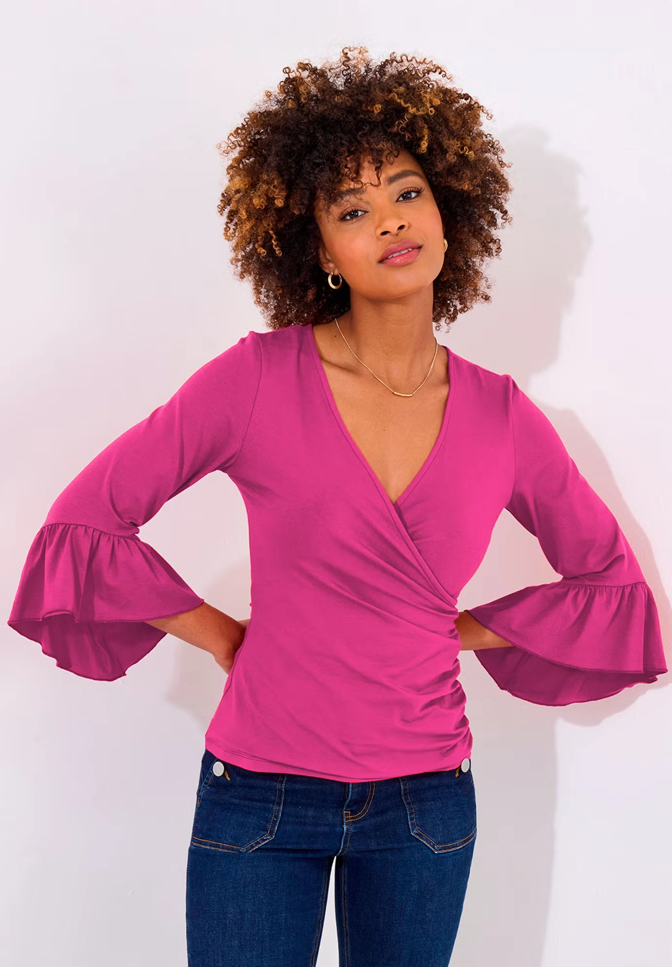 Stretch Knit Bell Sleeve Top