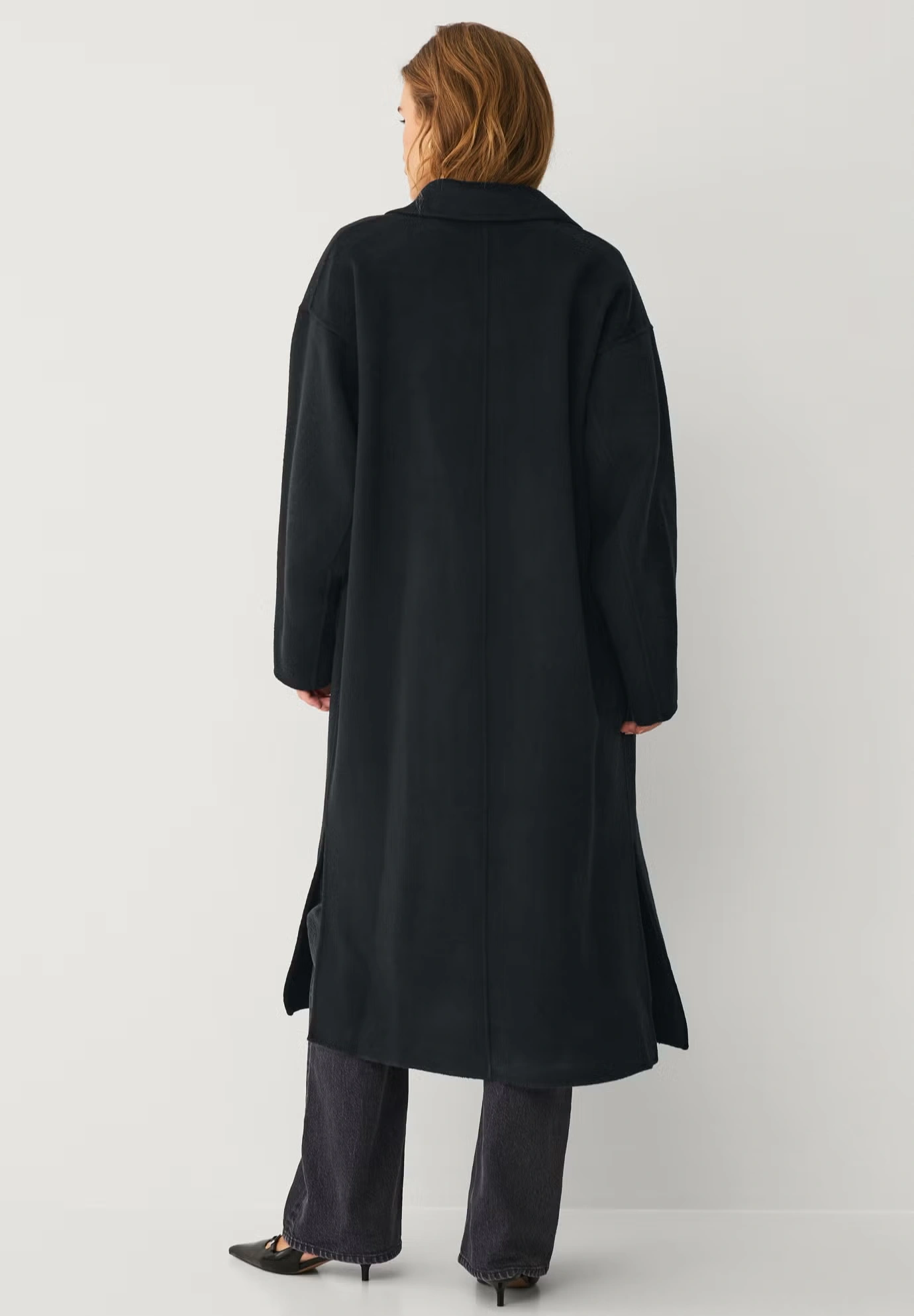 Double Breasted Wool Coat With Side Slits