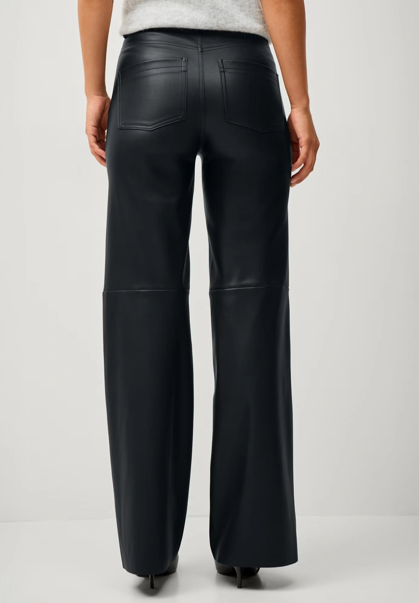 5 Pocket Faux Leather Wide Leg Pants