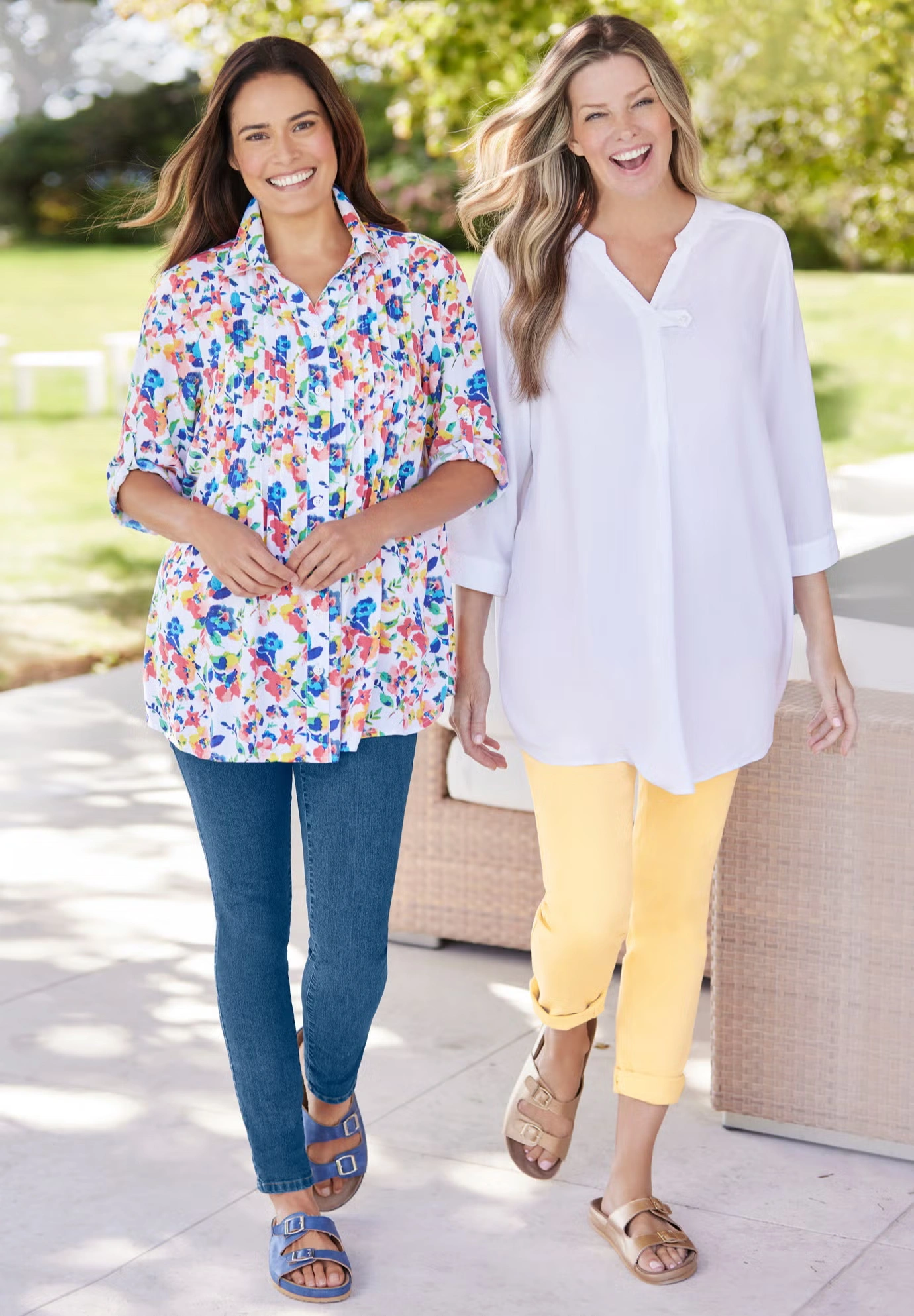 Rayon 7-Day Three-Quarter Sleeve Tab-Front Tunic - Woman Within