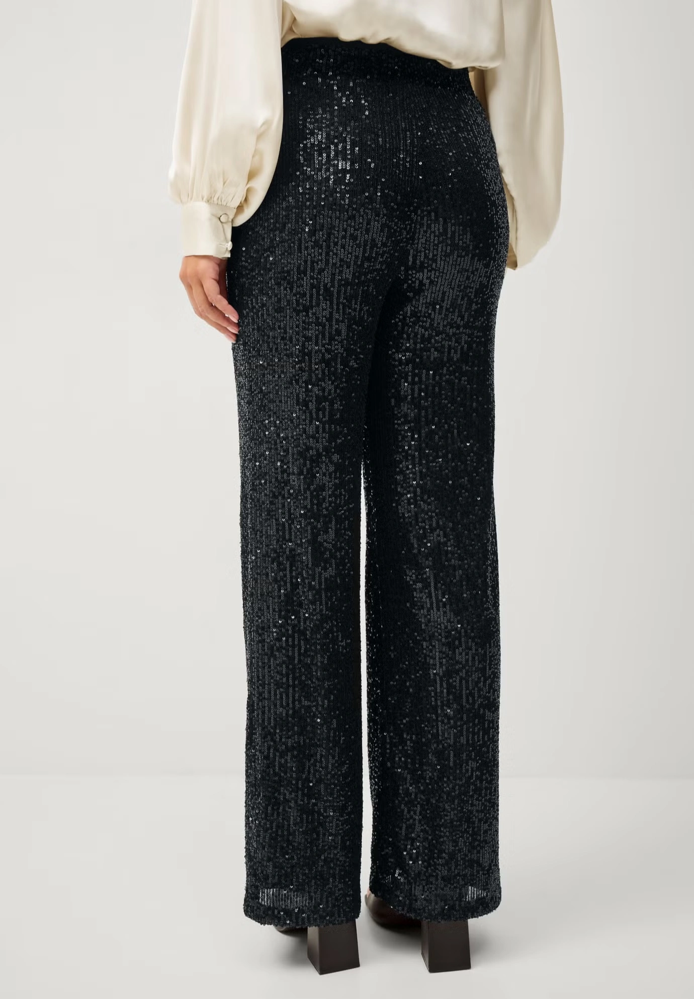 Relaxed Sequin Pants with Elastic Waist