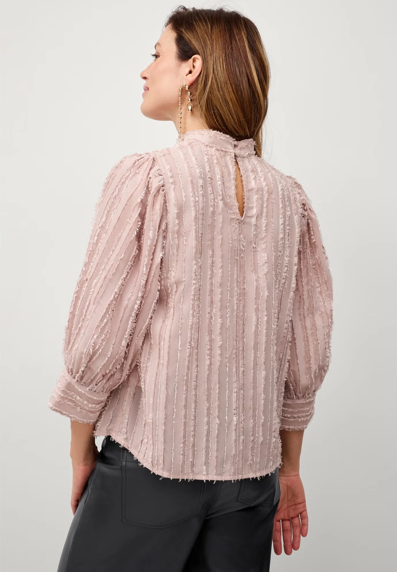 Blouson Sleeve Eyelash Texture Blouse