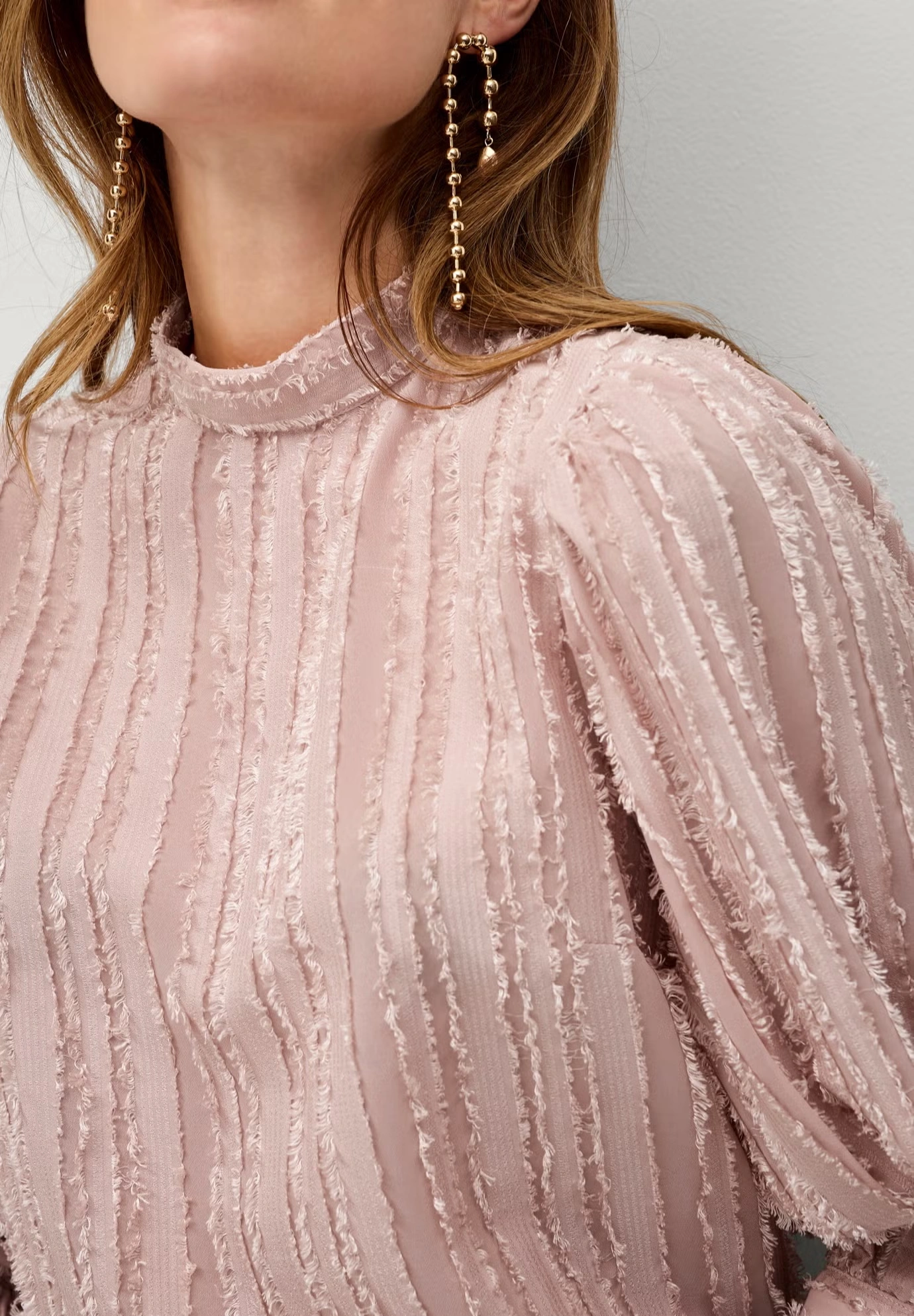 Blouson Sleeve Eyelash Texture Blouse 3 Blouson Sleeve Eyelash Texture Blouse