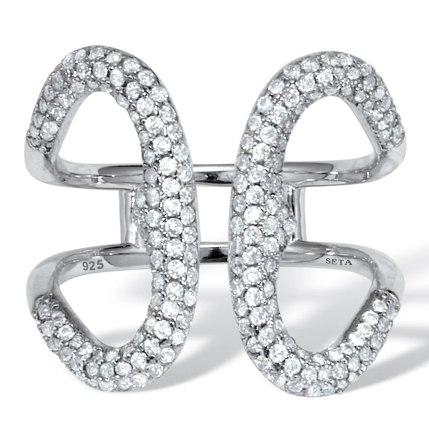 .84 TCW Round Cubic Zirconia Sterling Silver Open Loop Ring