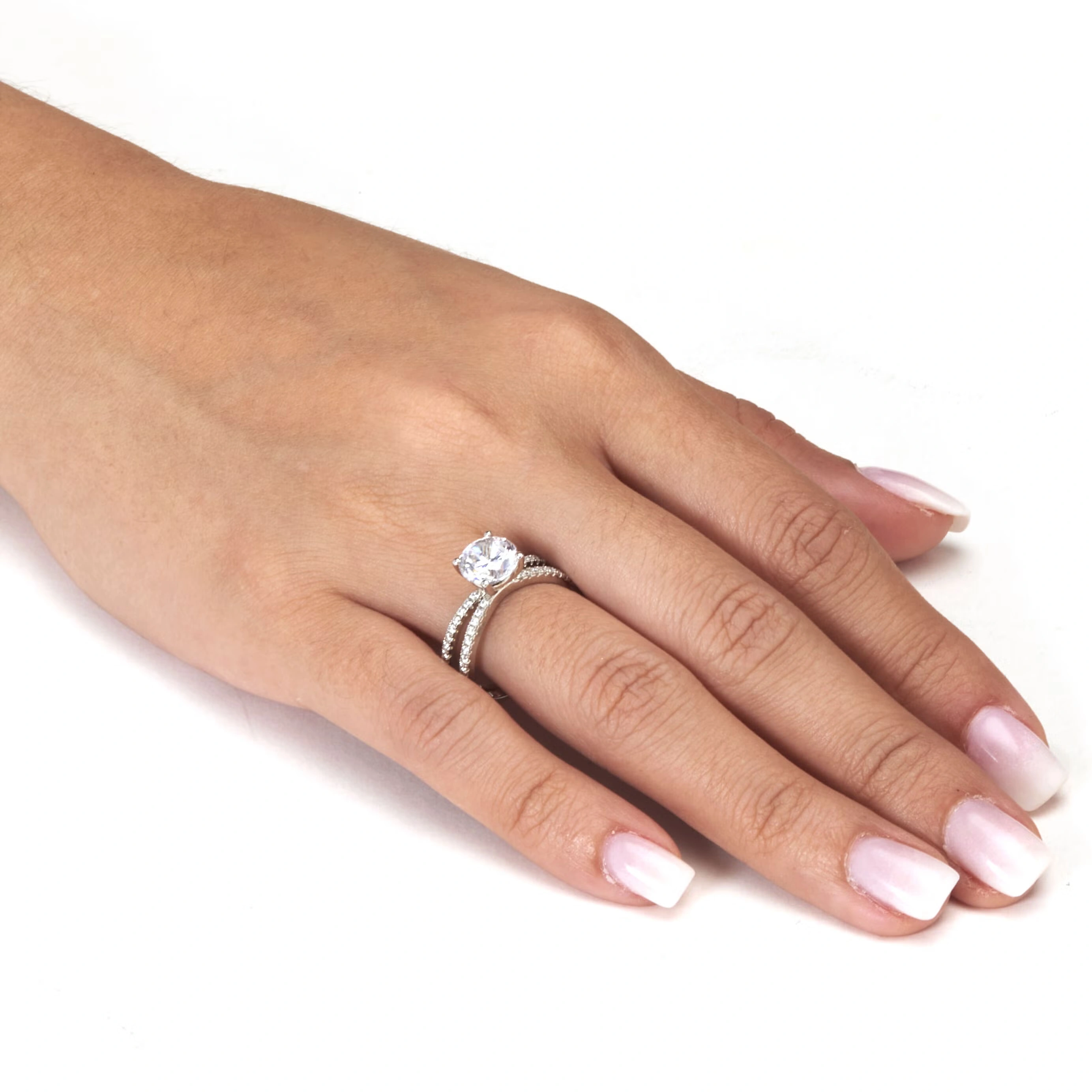 2.26 TCW Round Cubic Zirconia Sterling Silver Crossover Engagement Ring 3 2.26 TCW Round Cubic Zirconia Sterling Silver Crossover Engagement Ring