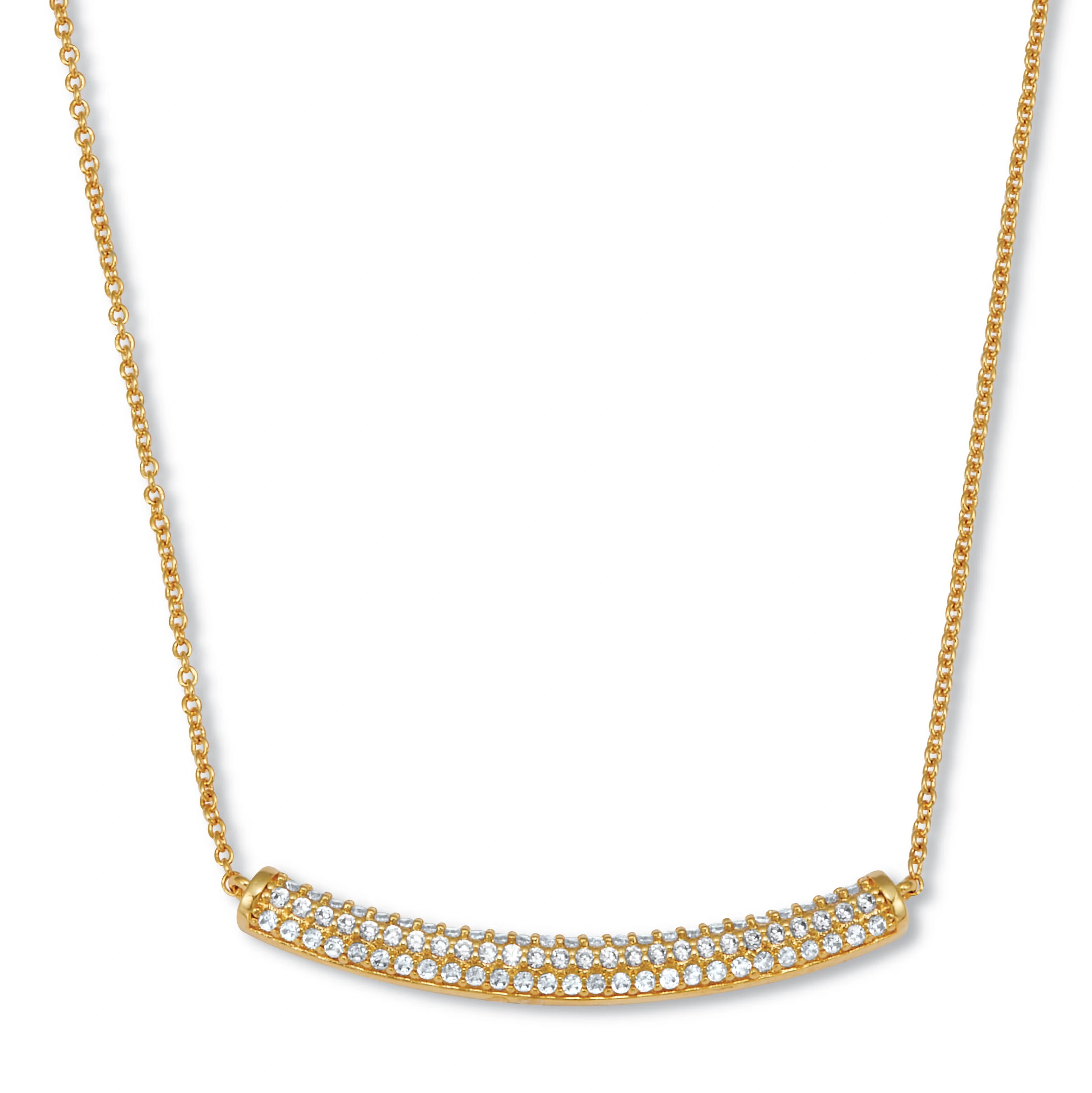 .62 TCW Round Cubic Zirconia Yellow Gold-Plated Bar Necklace 18 to 20-inch