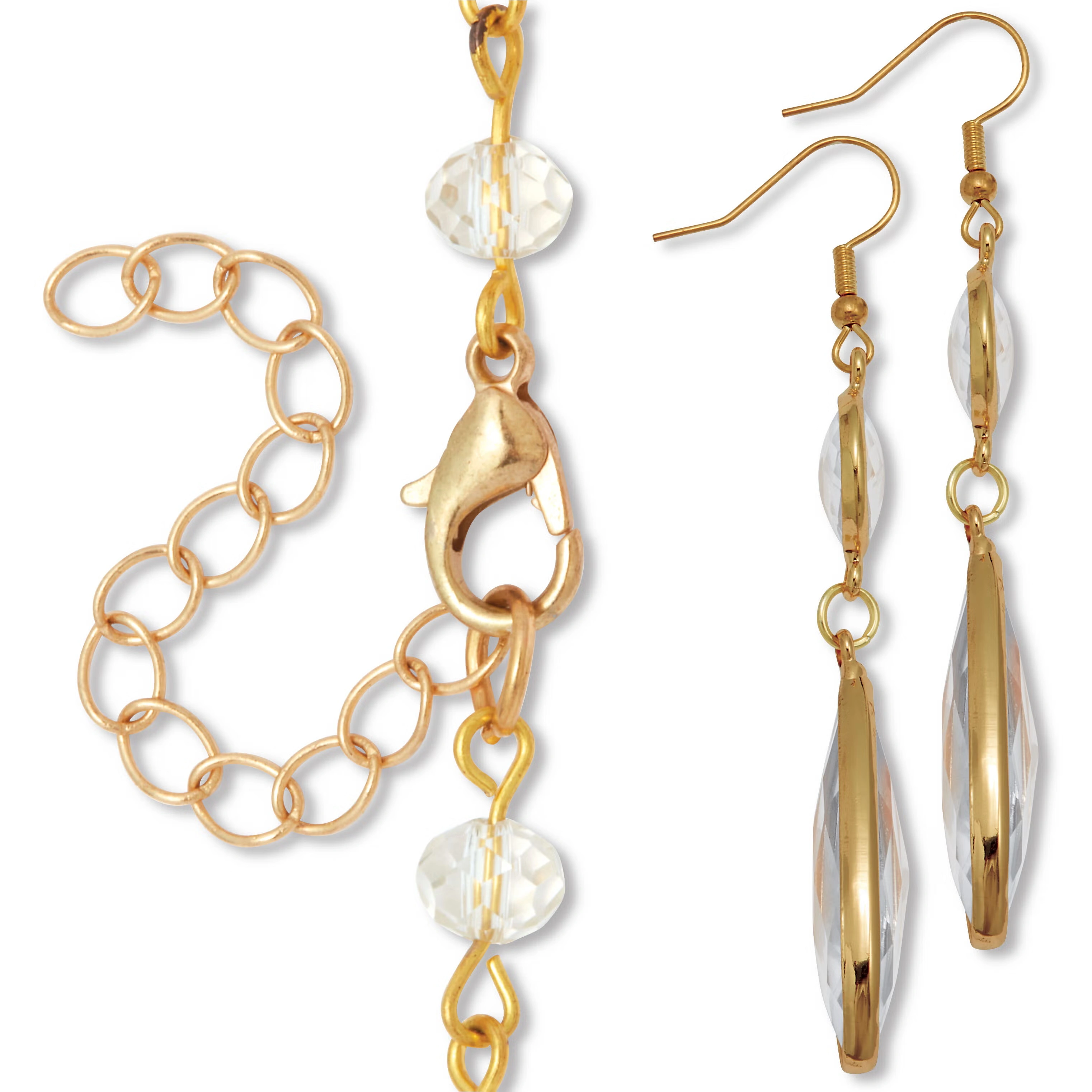 Crystal Goldtone Vintage-Inspired Necklace and Earring Set