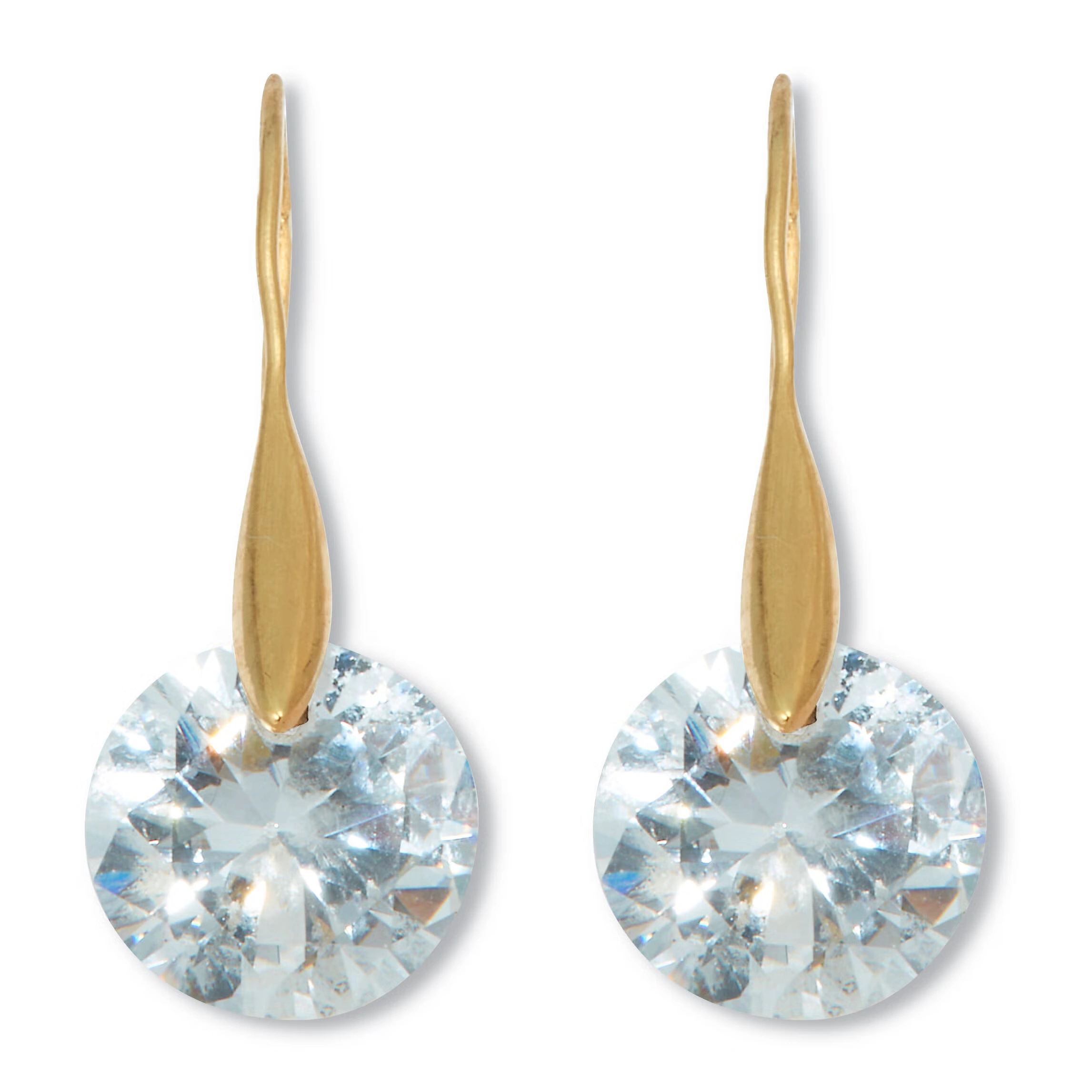 12 TCW Round Cubic Zirconia 18k Yellow Gold-Plated Drop Earrings