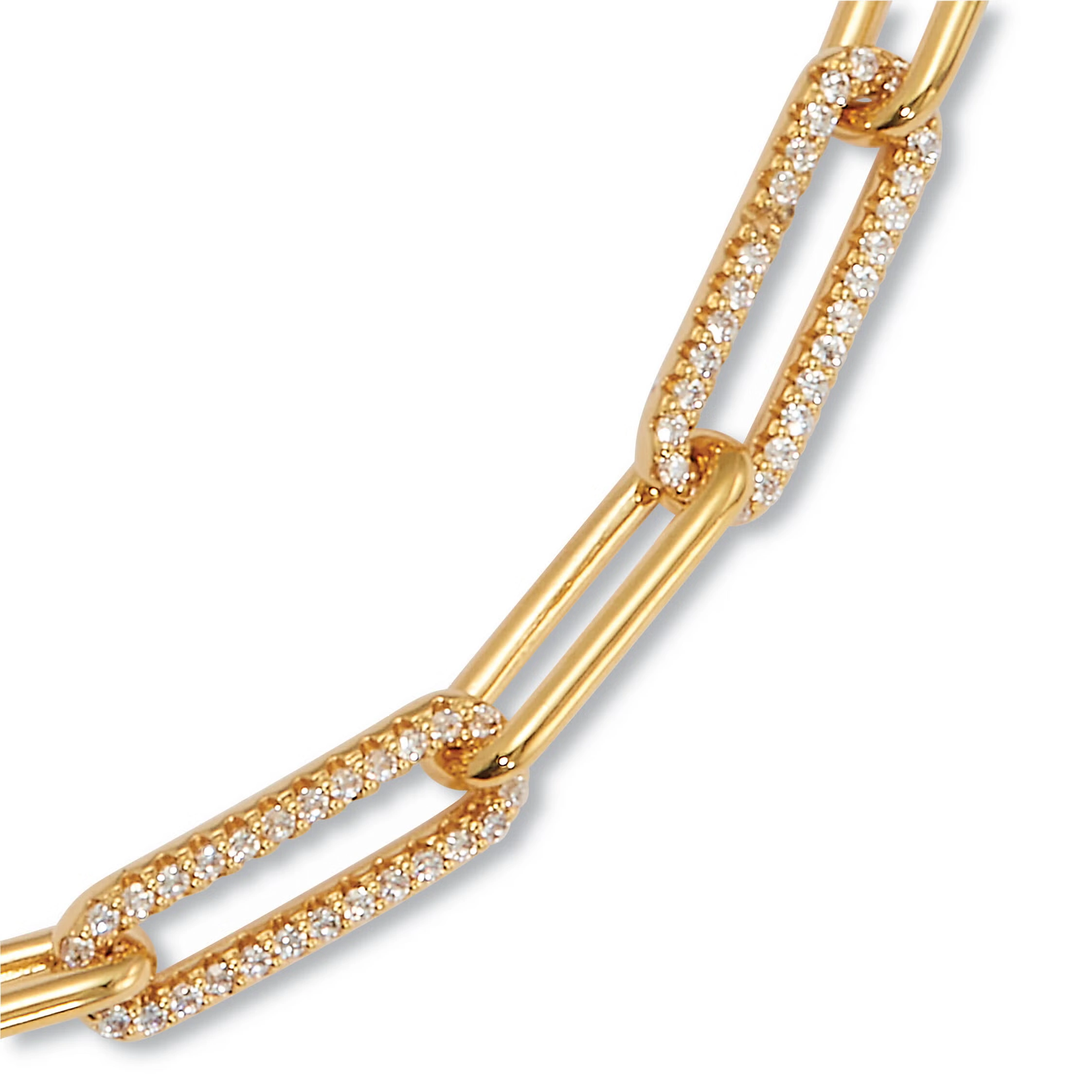 2 TCW Round Cubic Zirconia 18k Yellow Gold-Plated Paperclip Necklace 18-inch