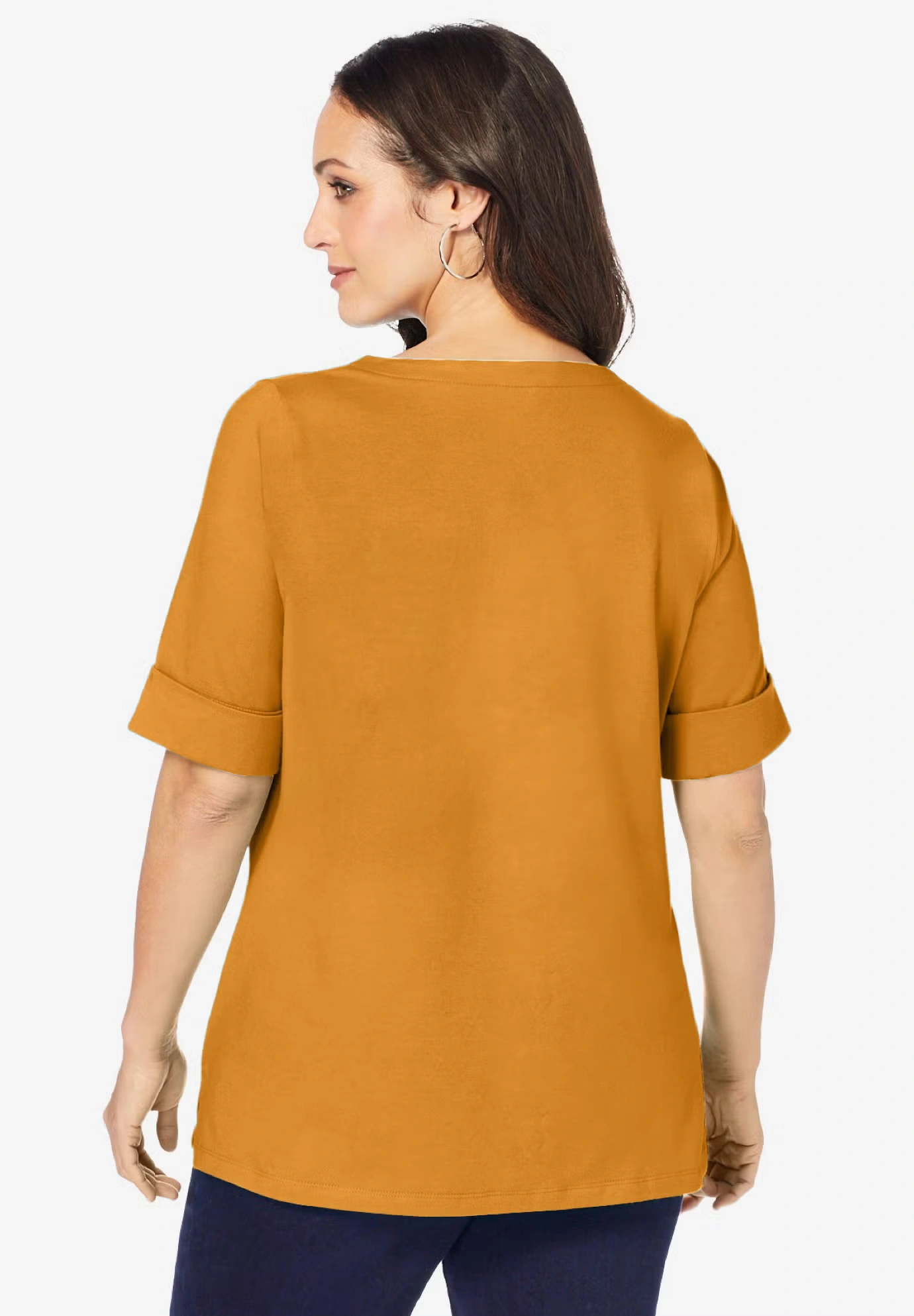 Stretch Cotton Cuff Tee