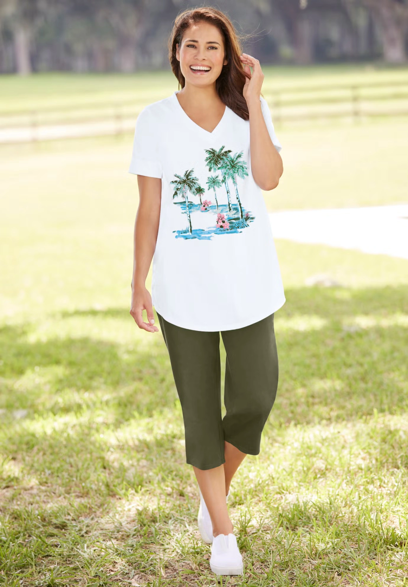 Two-Piece V-Neck Tunic & Capri Set 6 Two-Piece V-Neck Tunic & Capri Set