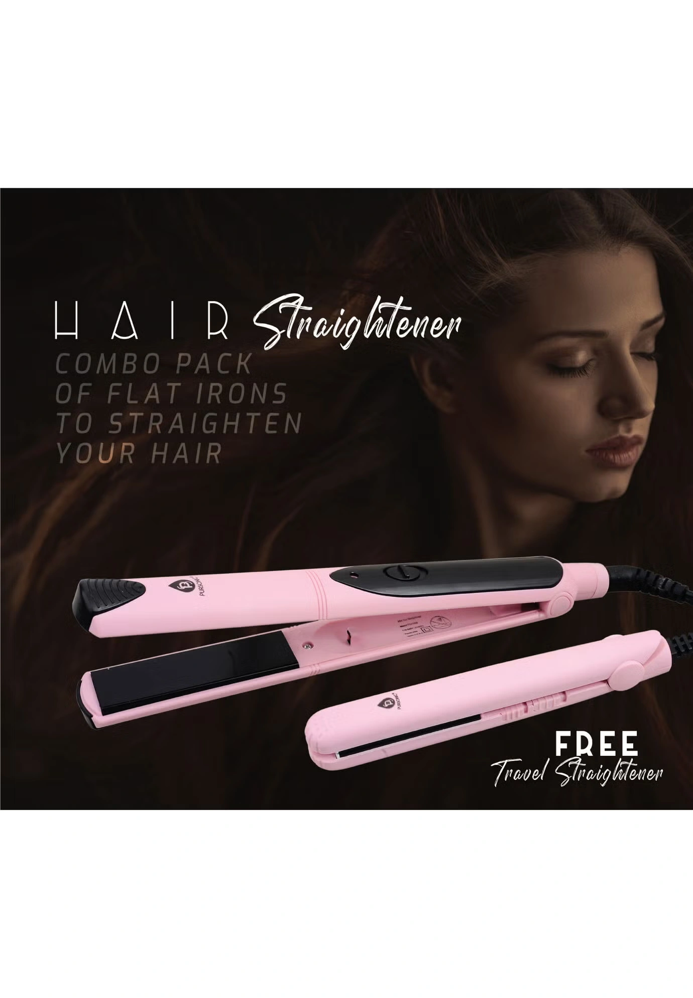 Dual Value Pack Hair Straightener Includes Travel Hair Strightener