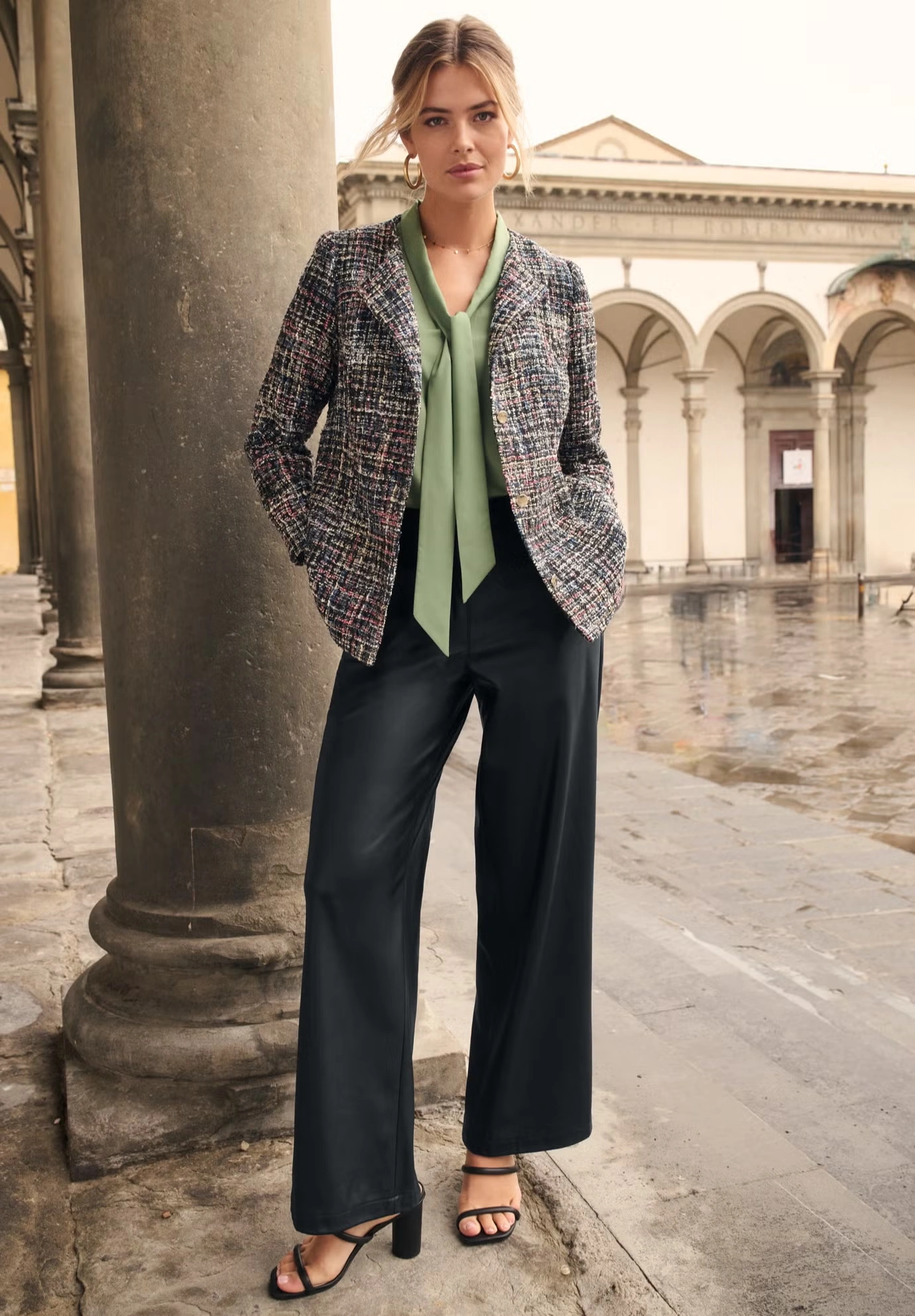 Faux Leather Wide Leg Trouser