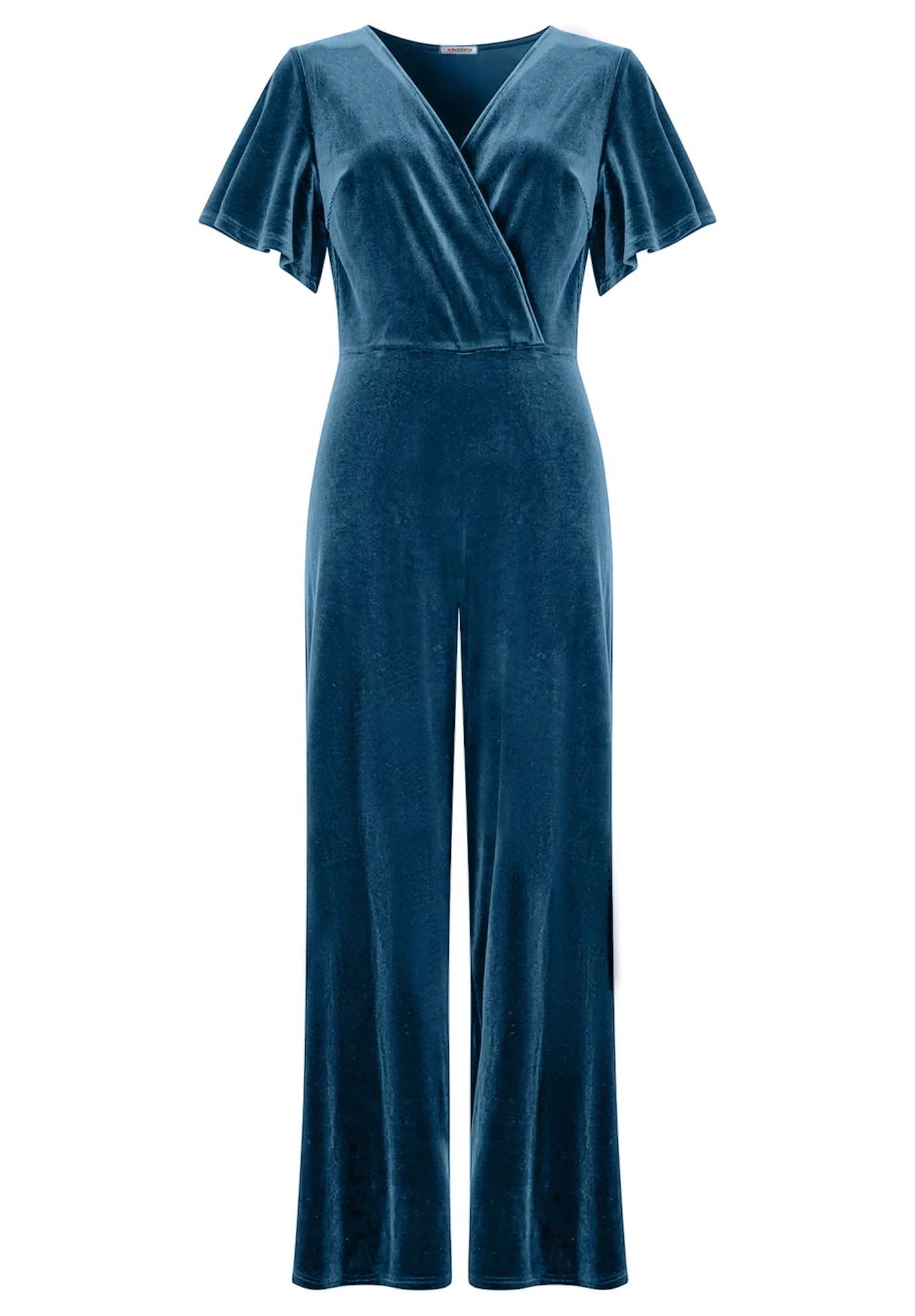 Flutter Sleeve Velvet Jumpsuit