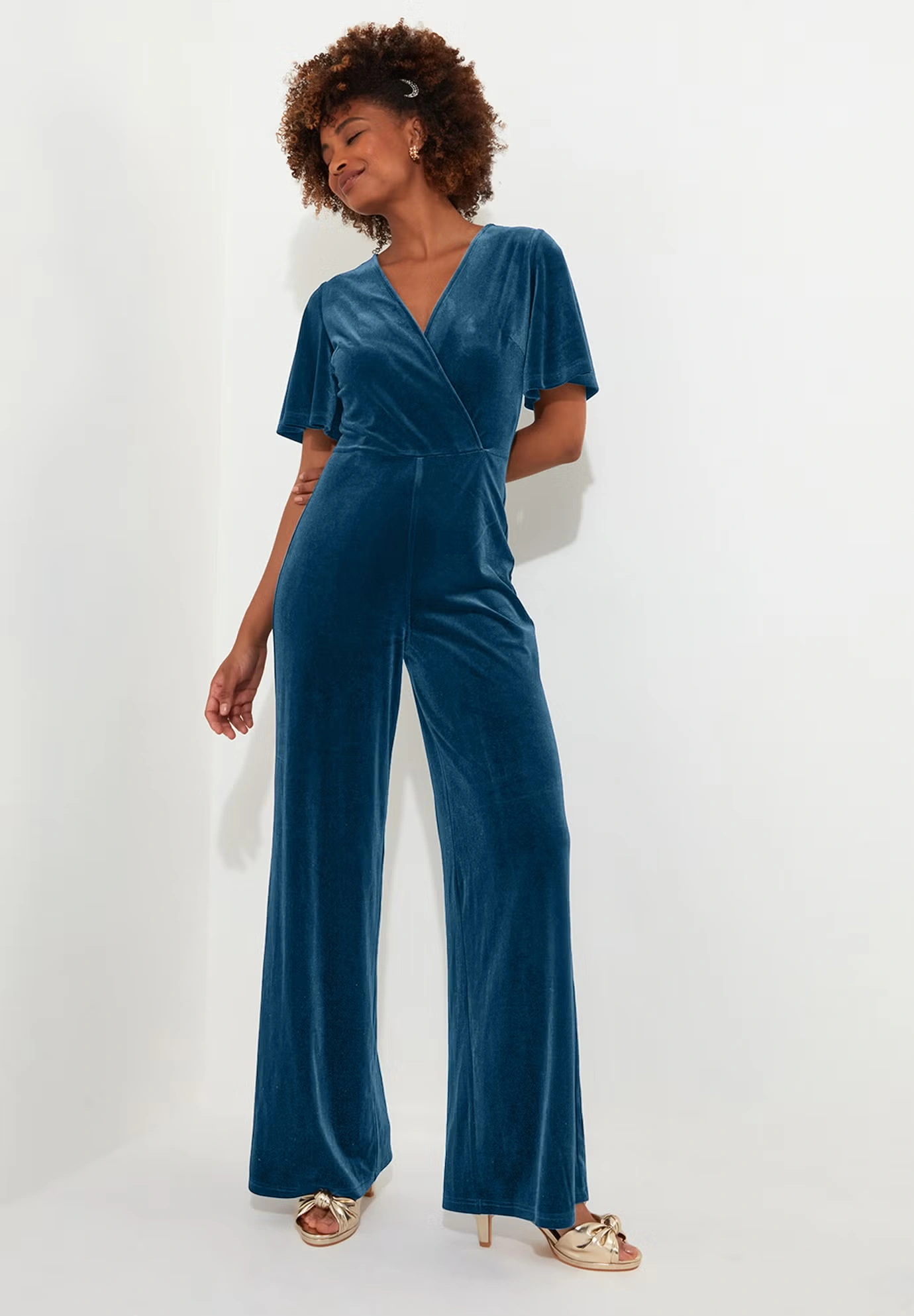 Flutter Sleeve Velvet Jumpsuit 3 Flutter Sleeve Velvet Jumpsuit