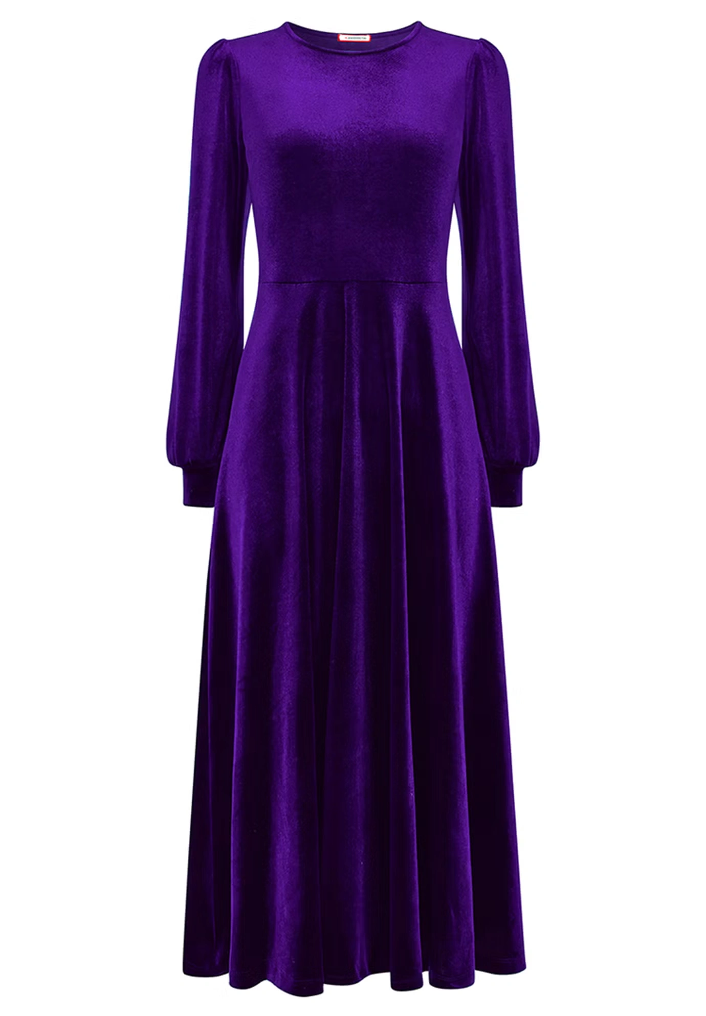 Crew Neck Velvet Midi Dress