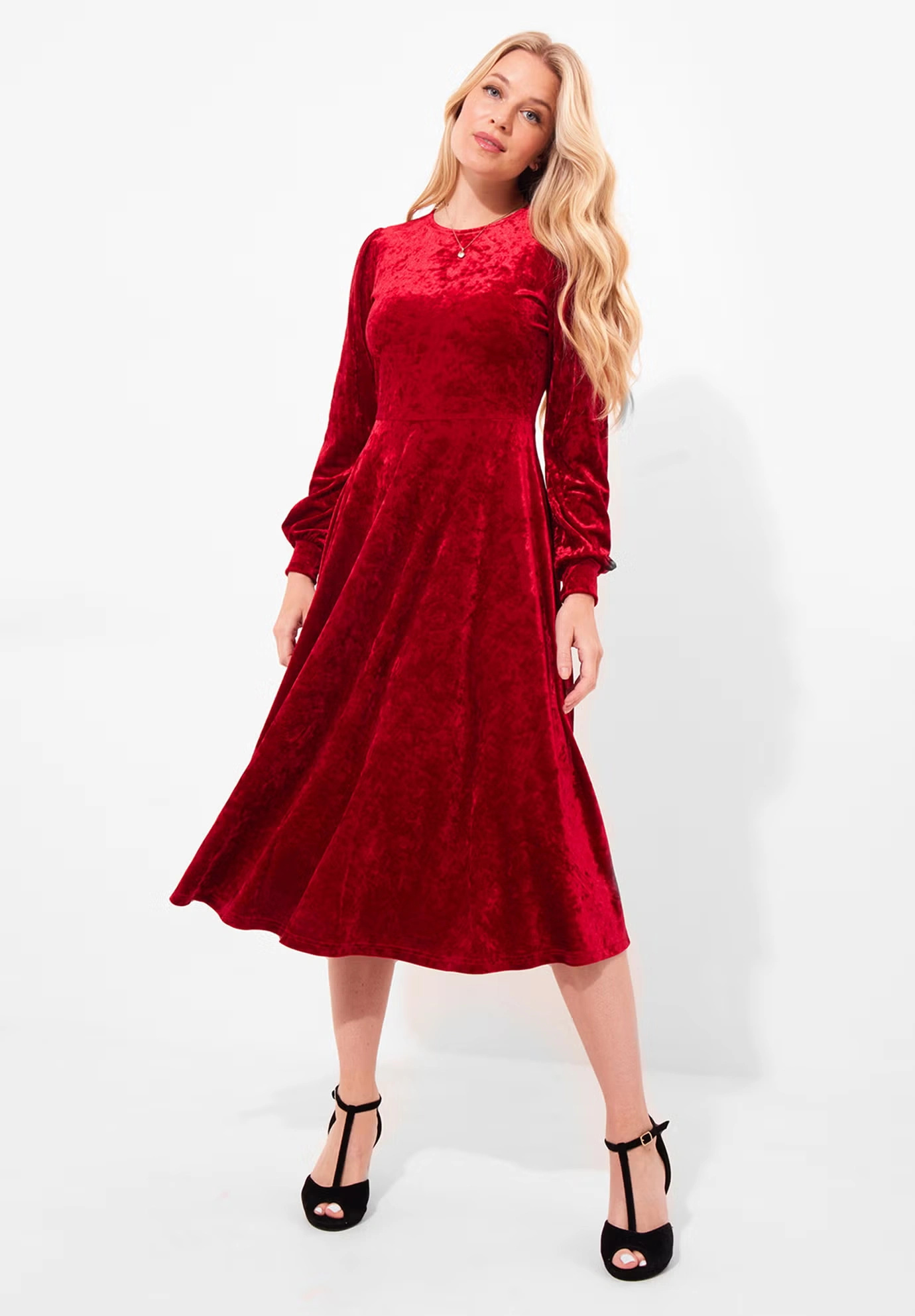 Crushed Velvet Midi Dress