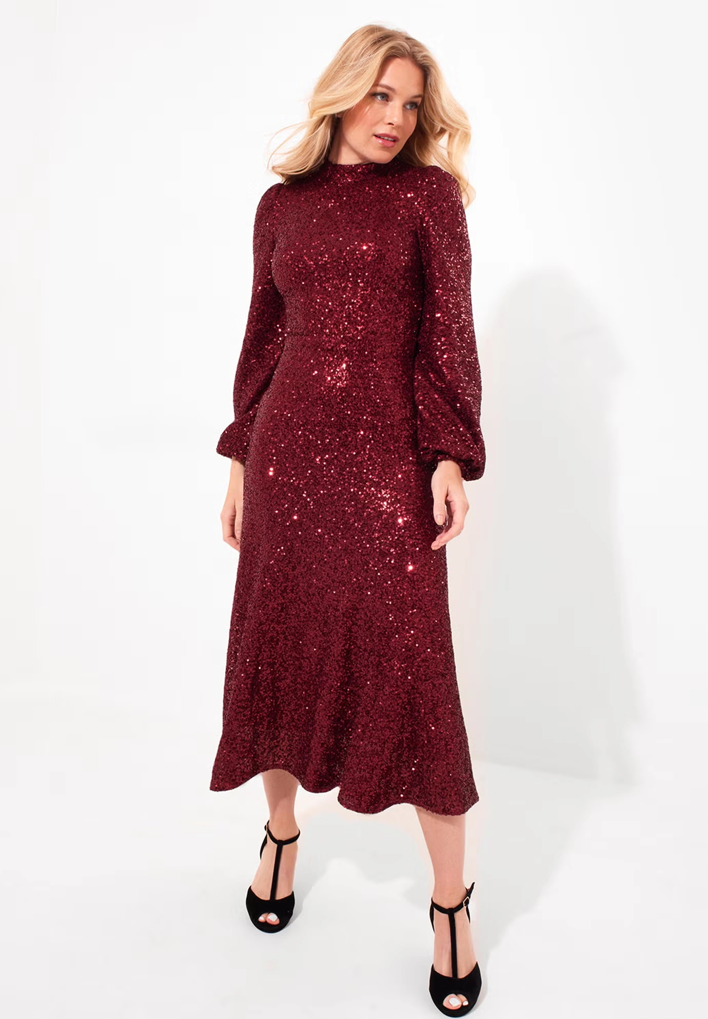 A-Line Sequin Midi Dress