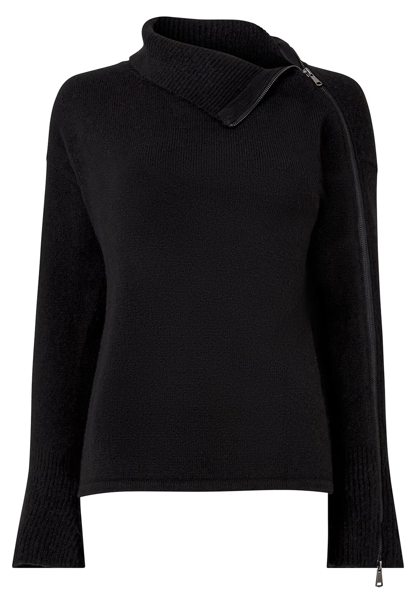 Asymmetrical Zip Neck Pullover Sweater