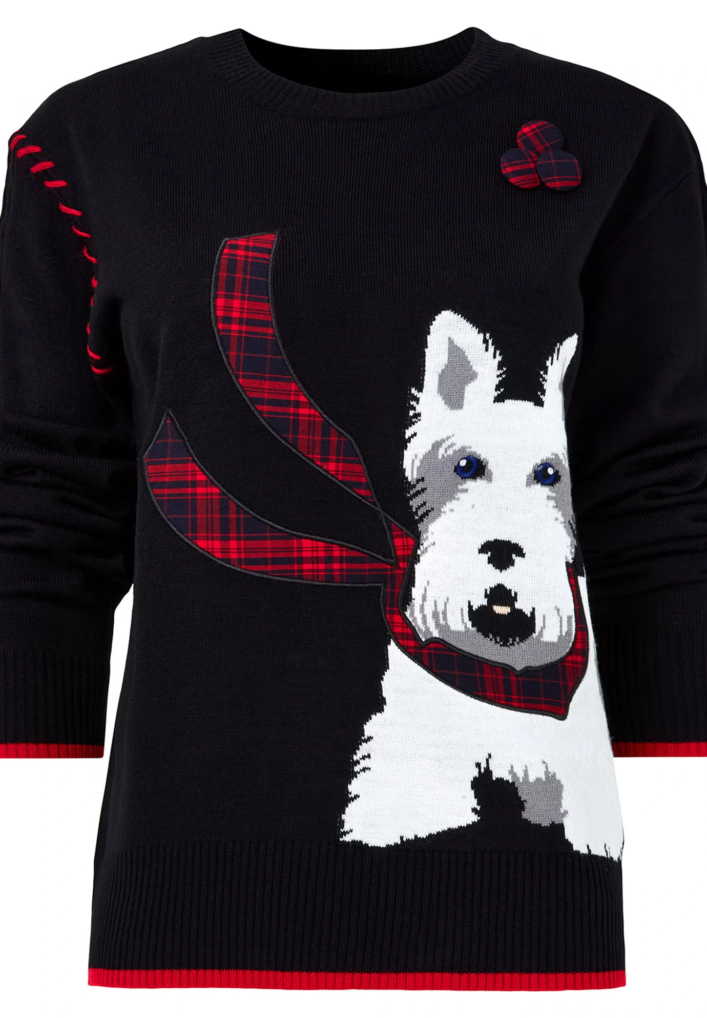 Puppy In Plaid Pullover Novelty Sweater