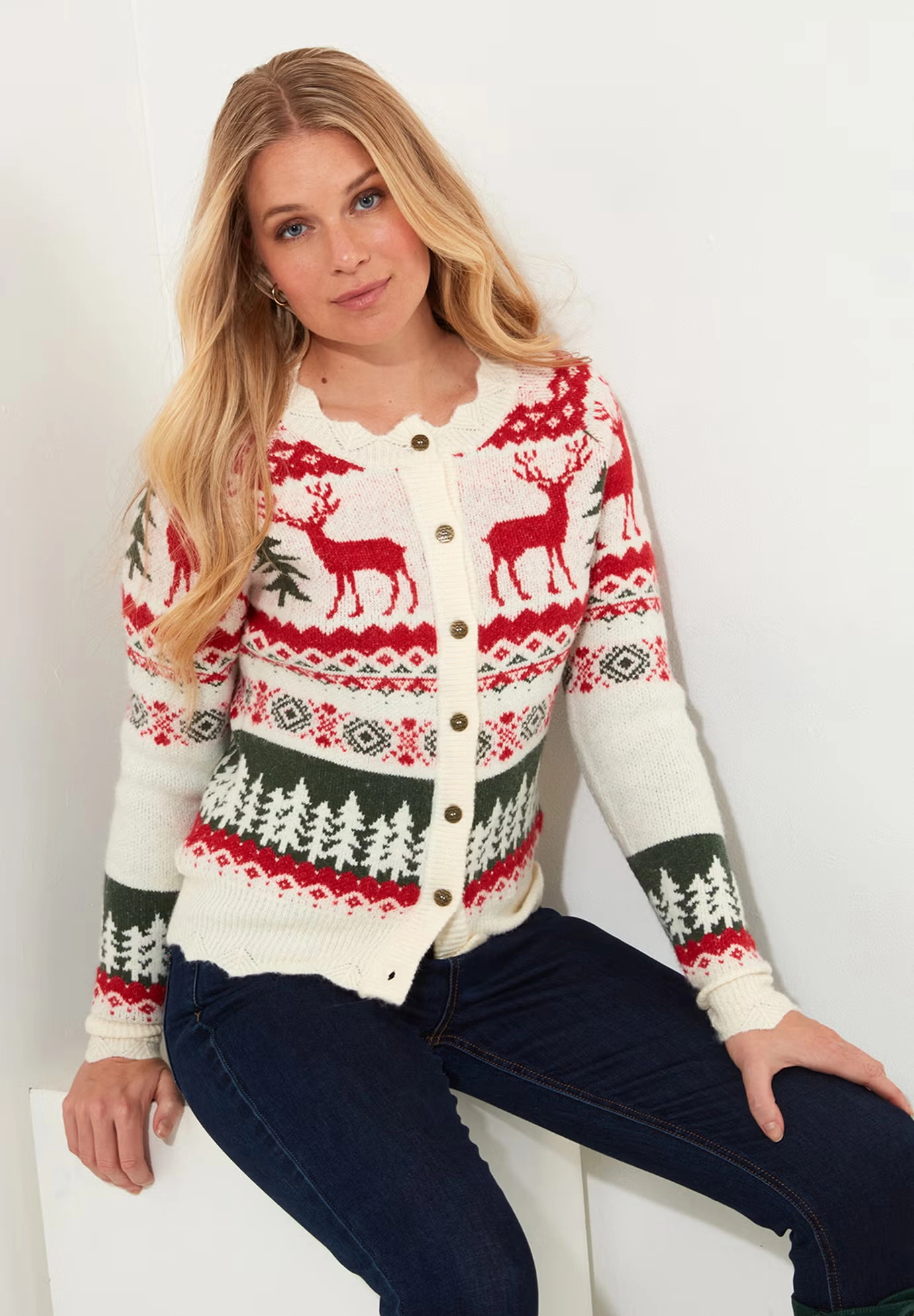 Novelty Reindeer Cardigan Sweater