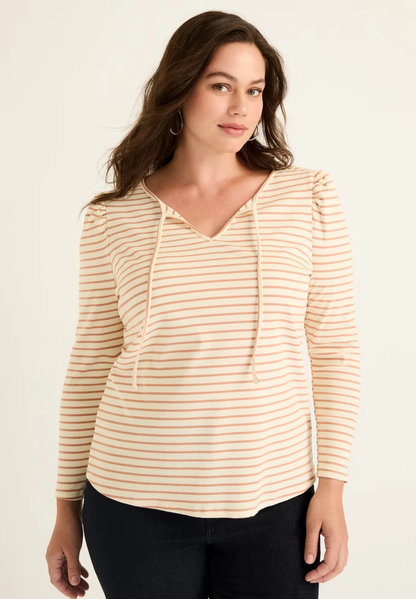 Mutton Sleeve Striped Top