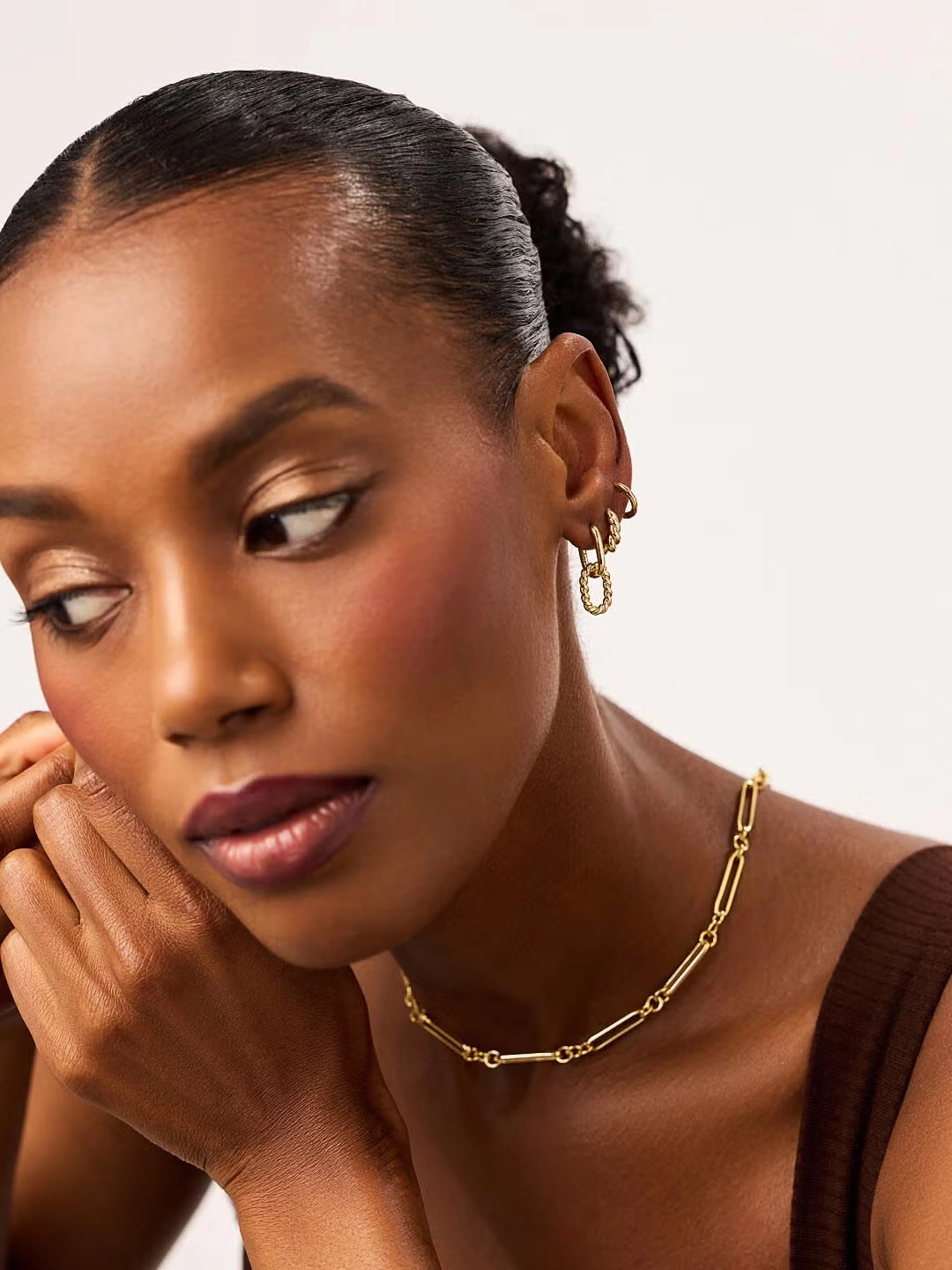 Ash Double Mini Gold Drop Earrings