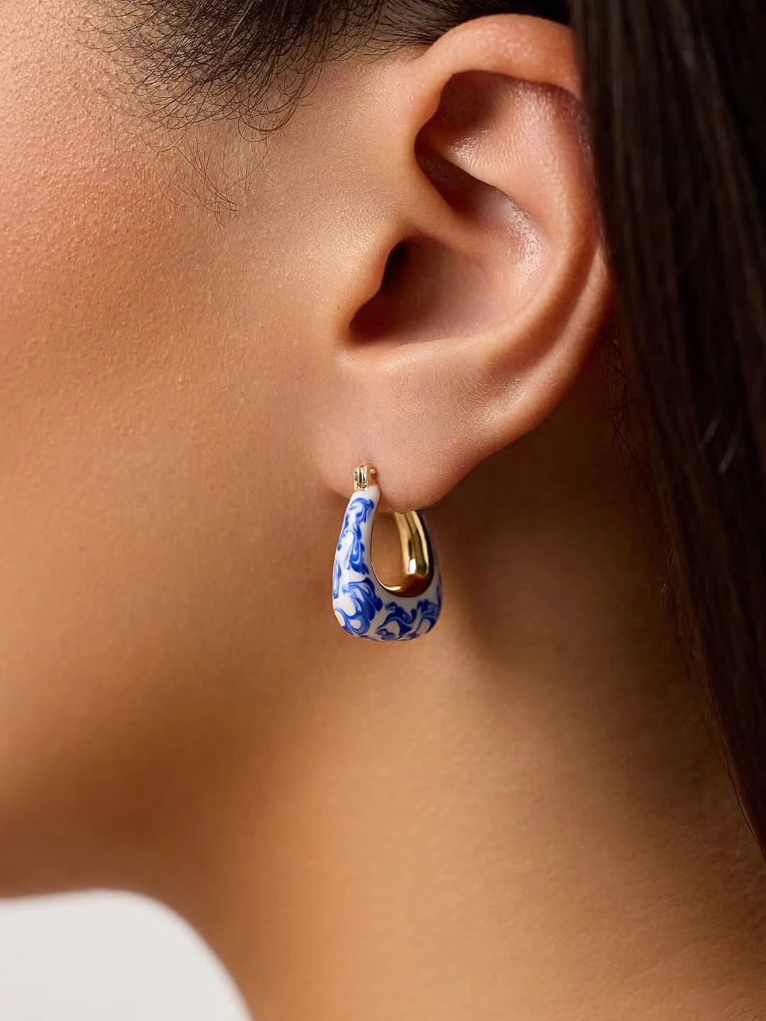 Dakota Marble Blue Statement Earrings