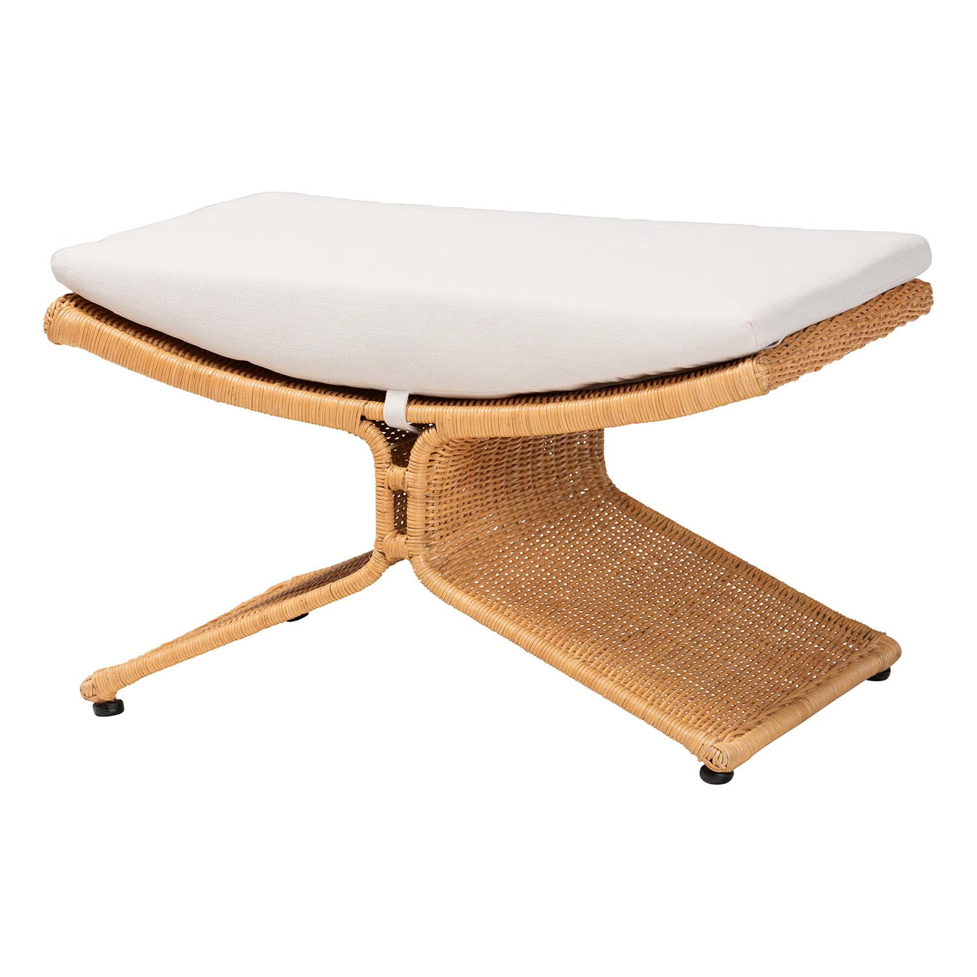 Reya Natural Rattan Footstool - Woman Within