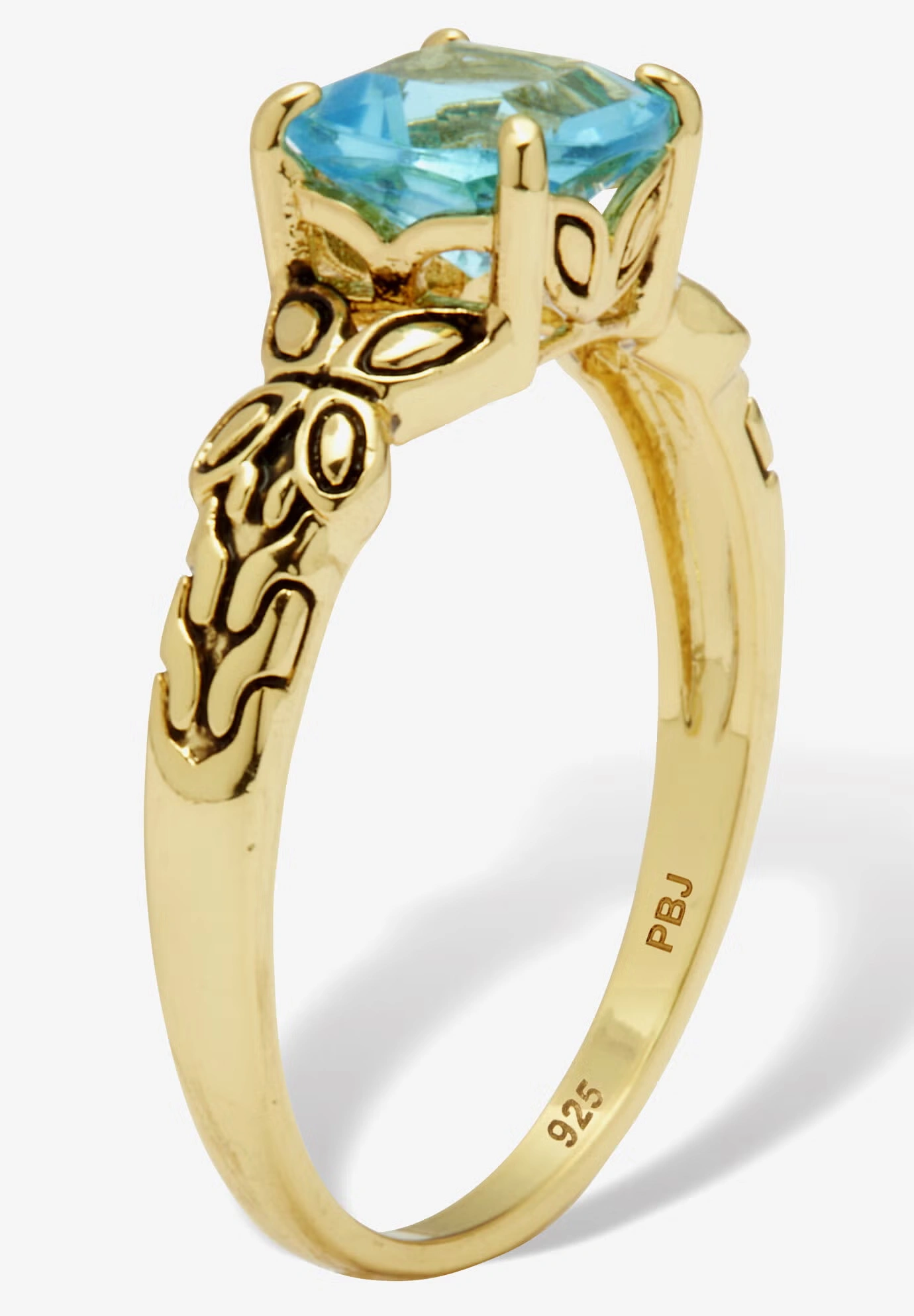 Cushion Cut Birthstone Ring In Gold-Plated Sterling Silver