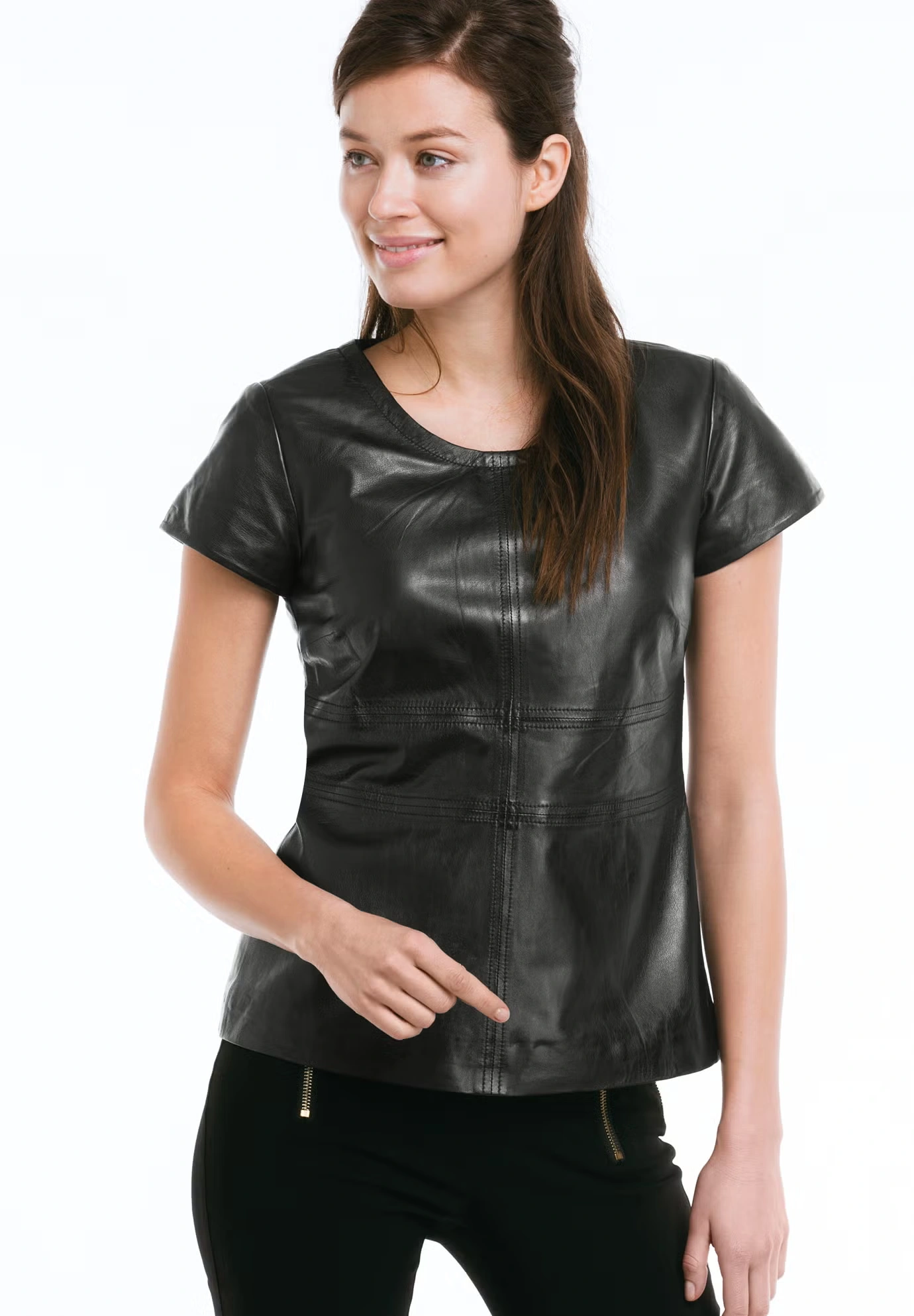 Back Zip Leather Top 3 Back Zip Leather Top