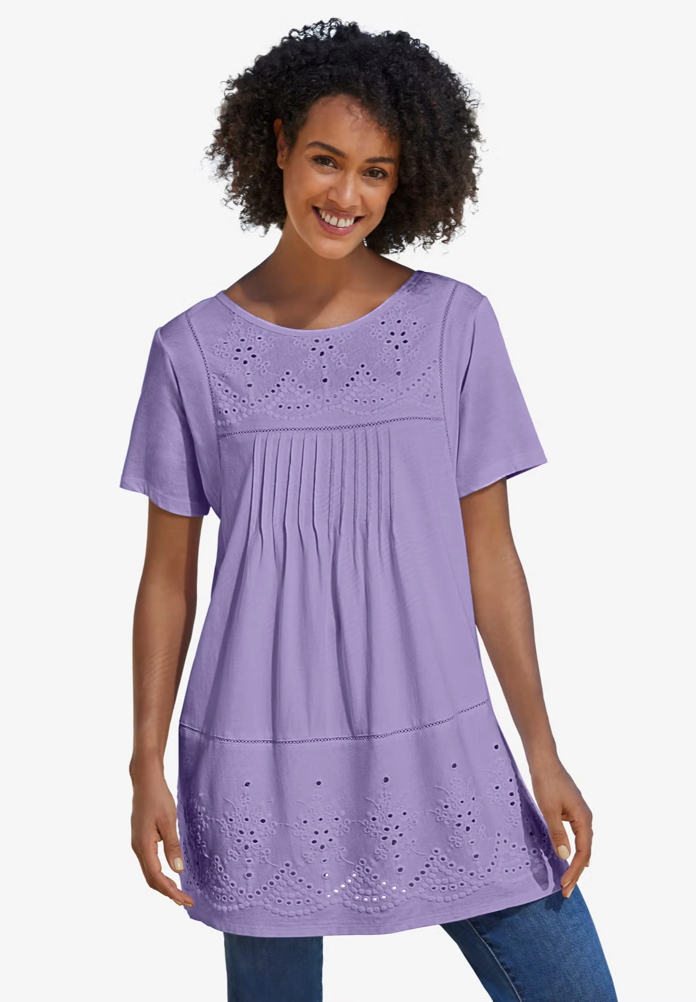 Embroidered Eyelet Pintucked Tunic 5 Embroidered Eyelet Pintucked Tunic