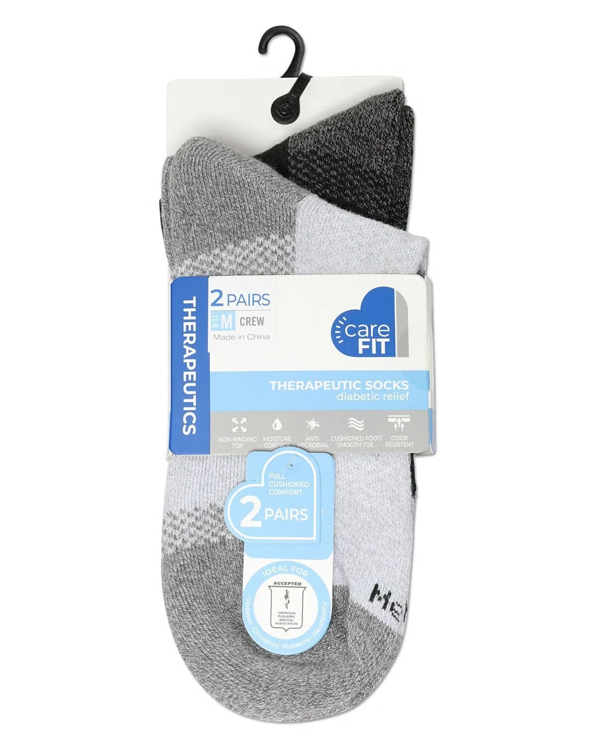 2 Pair Pack Unisex Diabetic Half Cushion Quarter Socks