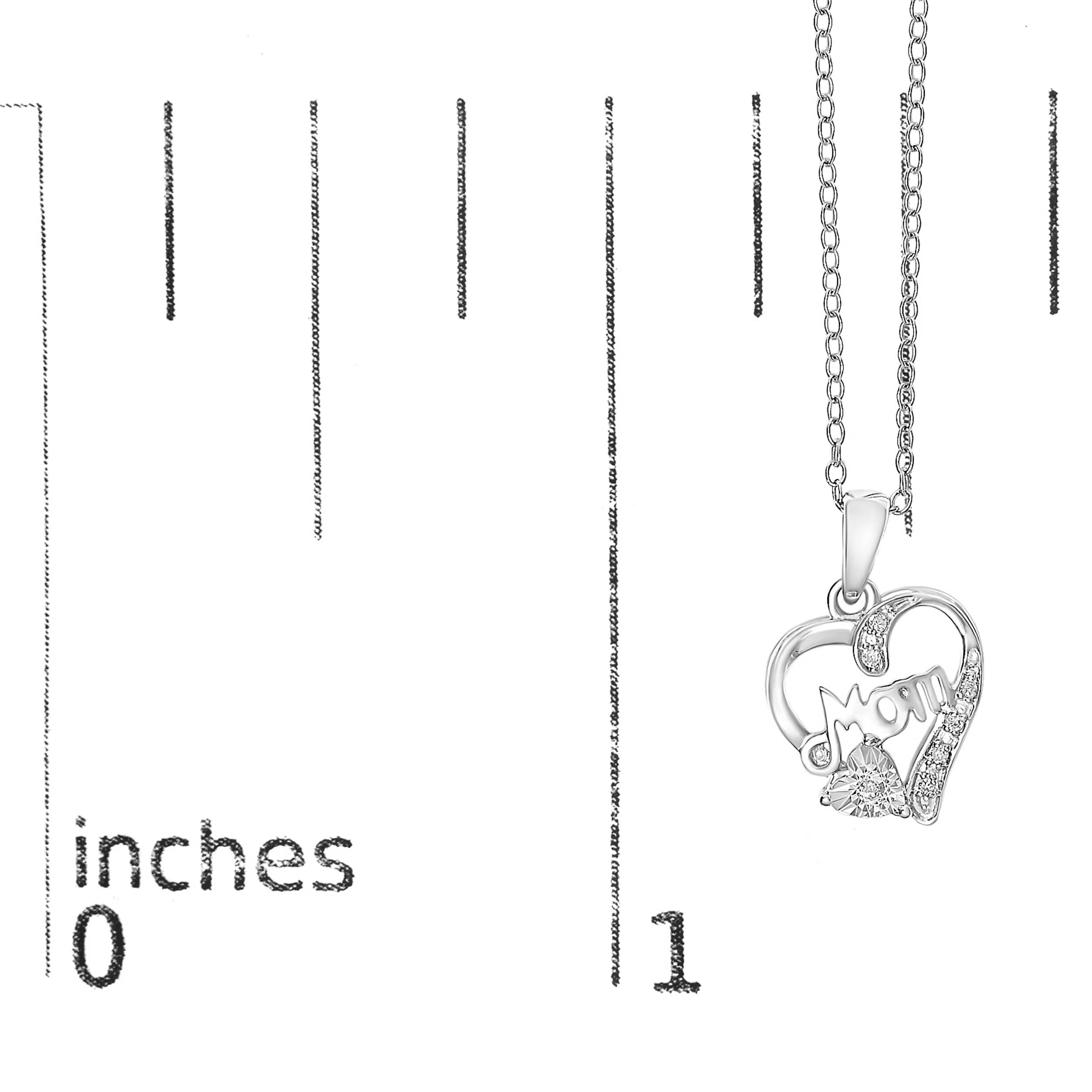 .925 Sterling Silver Diamond Accent Mom with Heart Pendant Necklace 4 .925 Sterling Silver Diamond Accent Mom with Heart Pendant Necklace