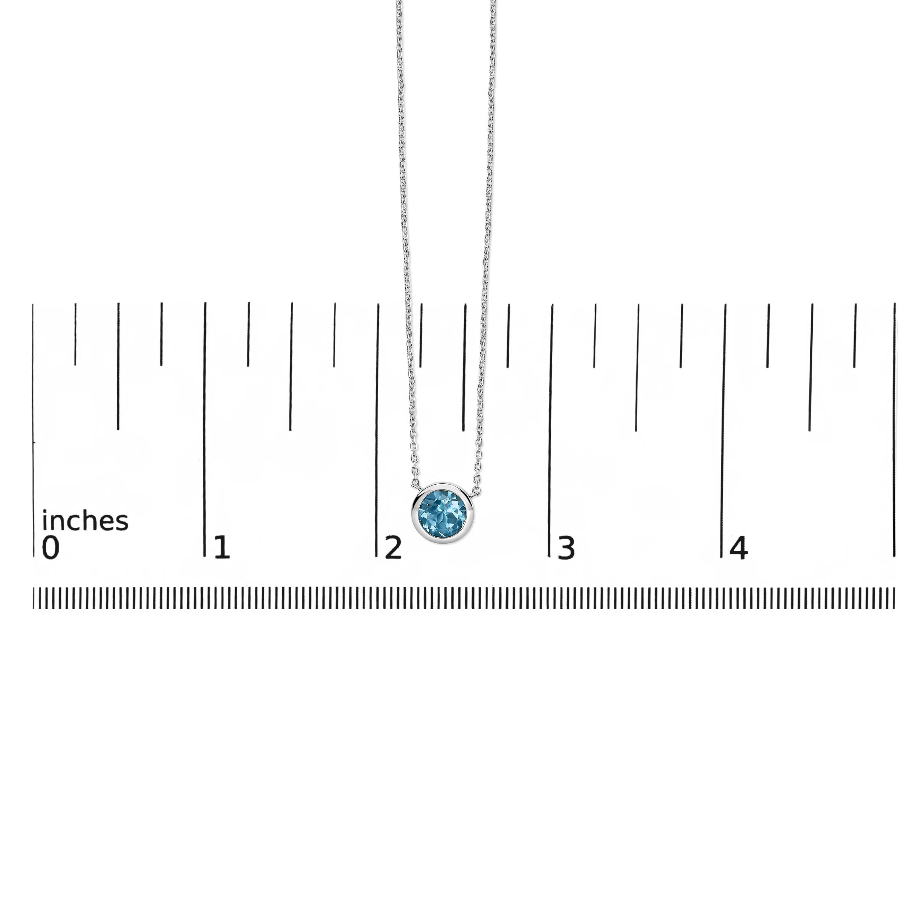 .925 Sterling Silver 7MM Bezel Set Created Blue Topaz Pendant Necklace - 18" Inches 5 .925 Sterling Silver 7MM Bezel Set Created Blue Topaz Pendant Necklace - 18" Inches