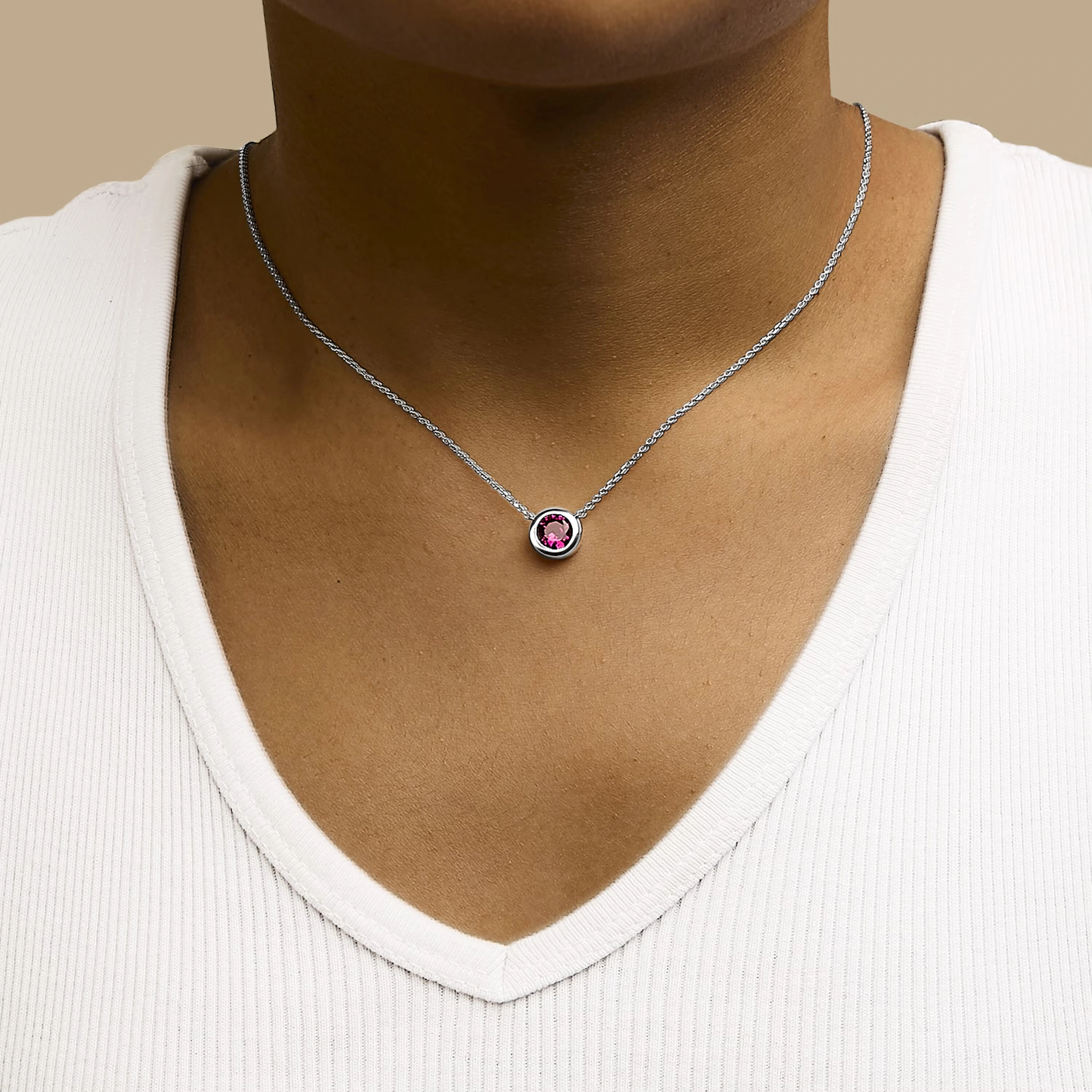 .925 Sterling Silver 7MM Bezel Set Created Red Ruby Pendant Necklace - 18" Inches 4 .925 Sterling Silver 7MM Bezel Set Created Red Ruby Pendant Necklace - 18" Inches