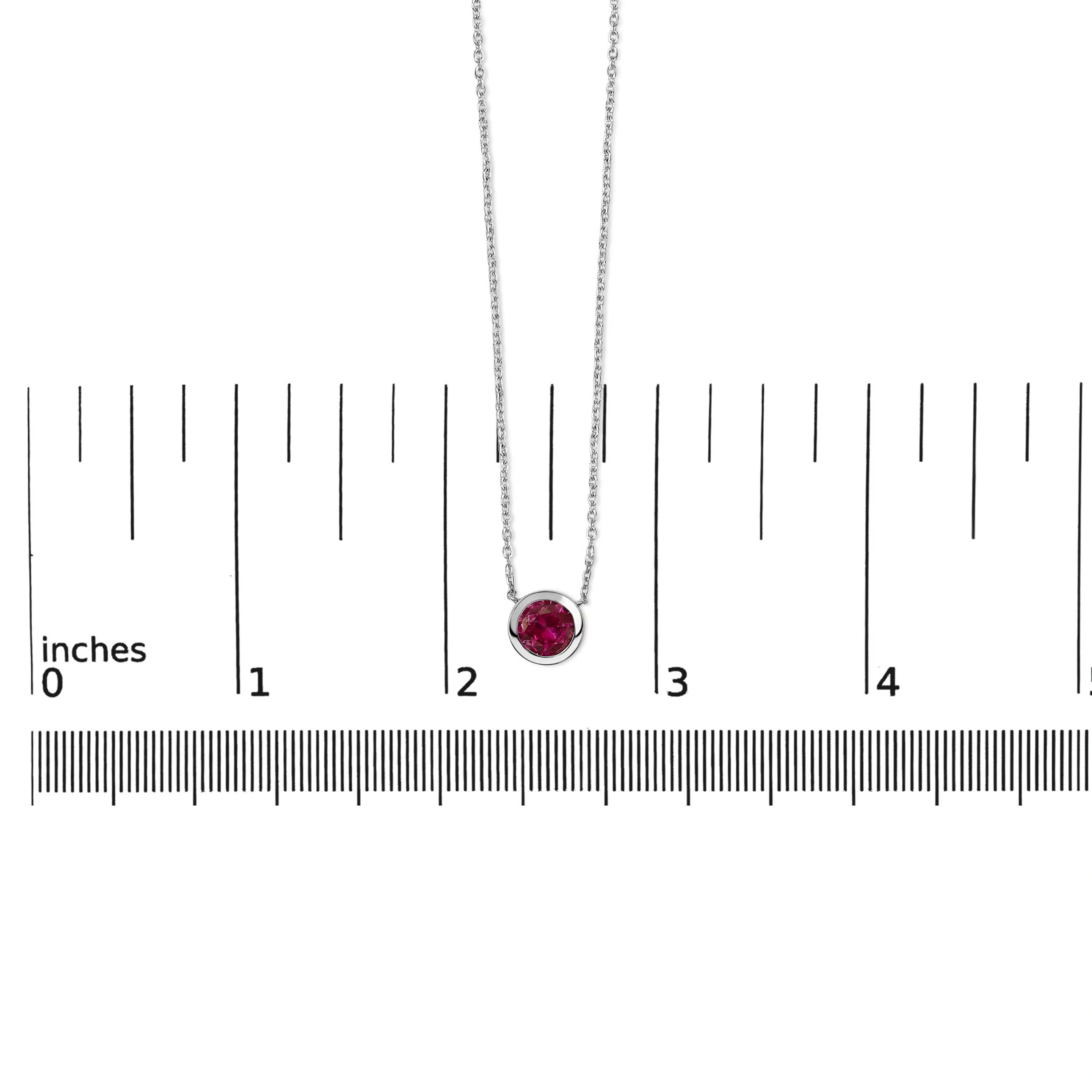 .925 Sterling Silver 7MM Bezel Set Created Red Ruby Pendant Necklace - 18" Inches 5 .925 Sterling Silver 7MM Bezel Set Created Red Ruby Pendant Necklace - 18" Inches