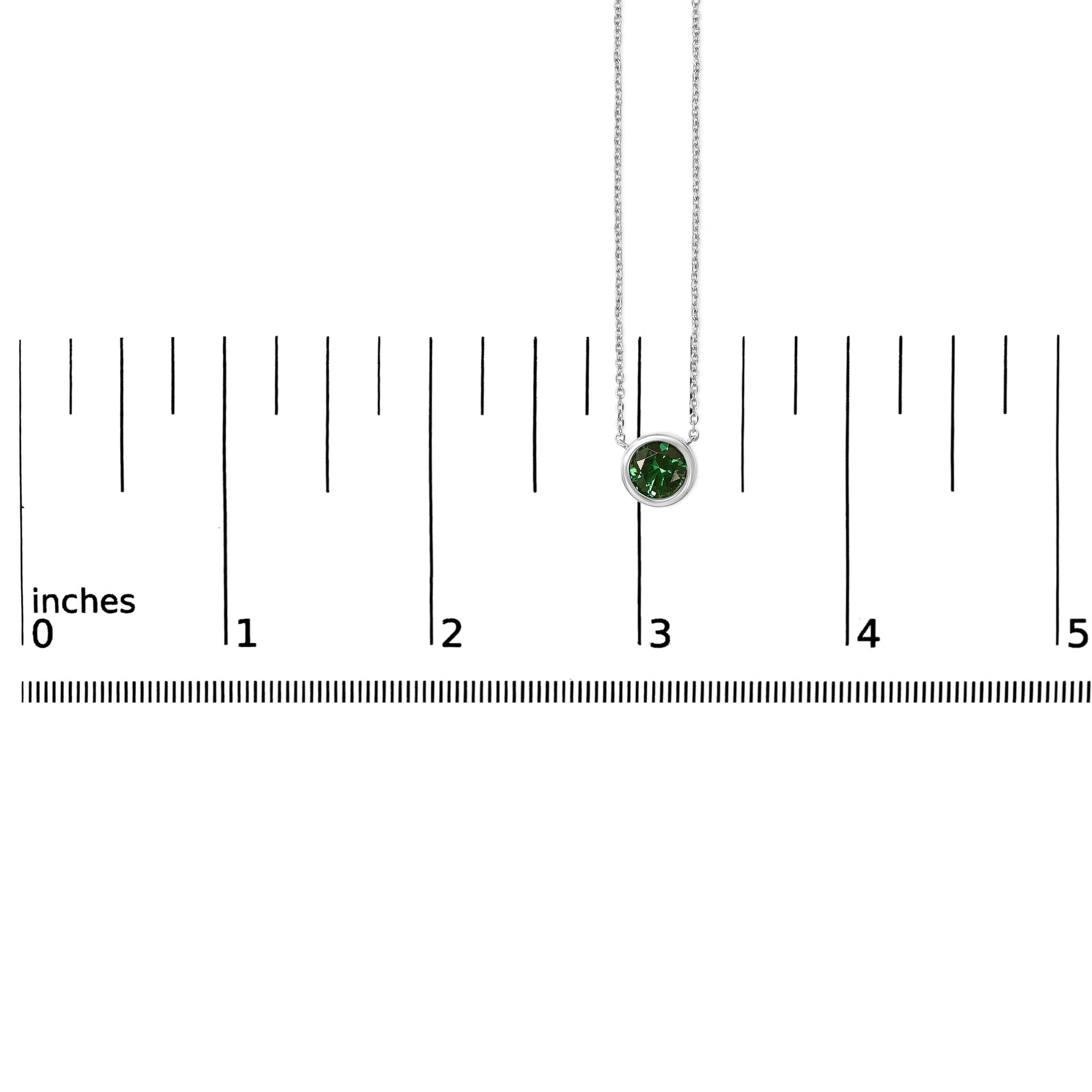 .925 Sterling Silver 7MM Bezel Set Created Green Emerald Pendant Necklace - 18" Inches 5 .925 Sterling Silver 7MM Bezel Set Created Green Emerald Pendant Necklace - 18" Inches