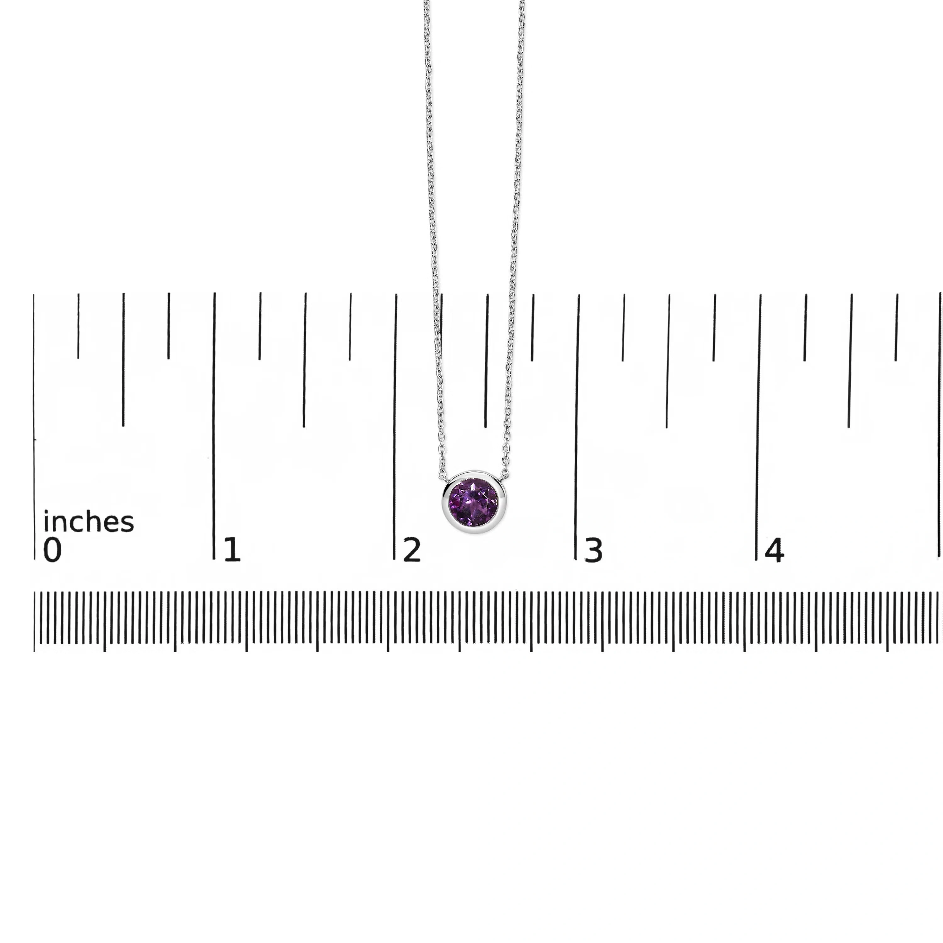 .925 Sterling Silver 7MM Bezel Set Created Purple Amethyst Pendant Necklace - 18" Inches 5 .925 Sterling Silver 7MM Bezel Set Created Purple Amethyst Pendant Necklace - 18" Inches
